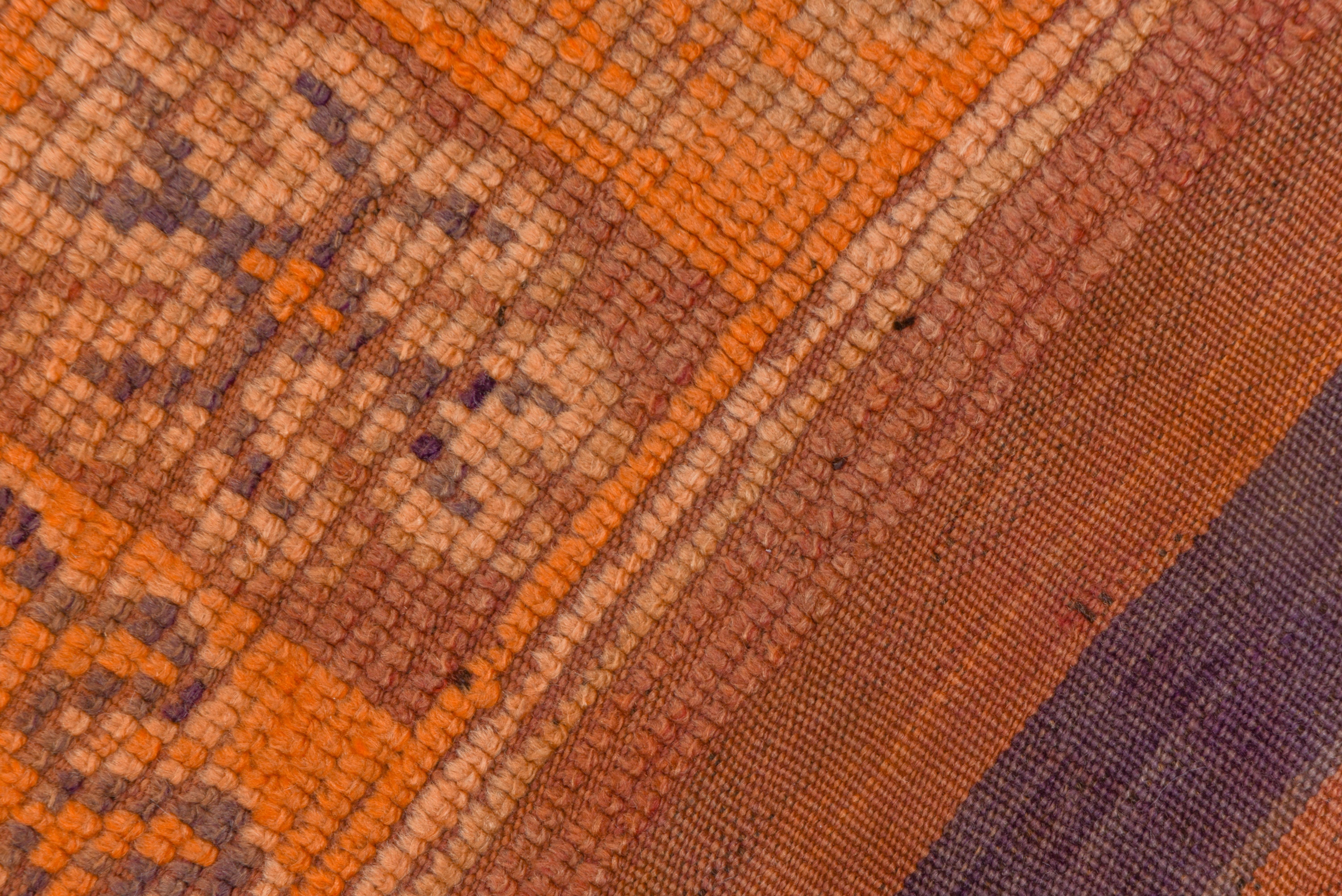 Vintage Berber Orange Moroccan Rug, Gallery Rug, Kilim Woven Ends In Good Condition For Sale In New York, NY