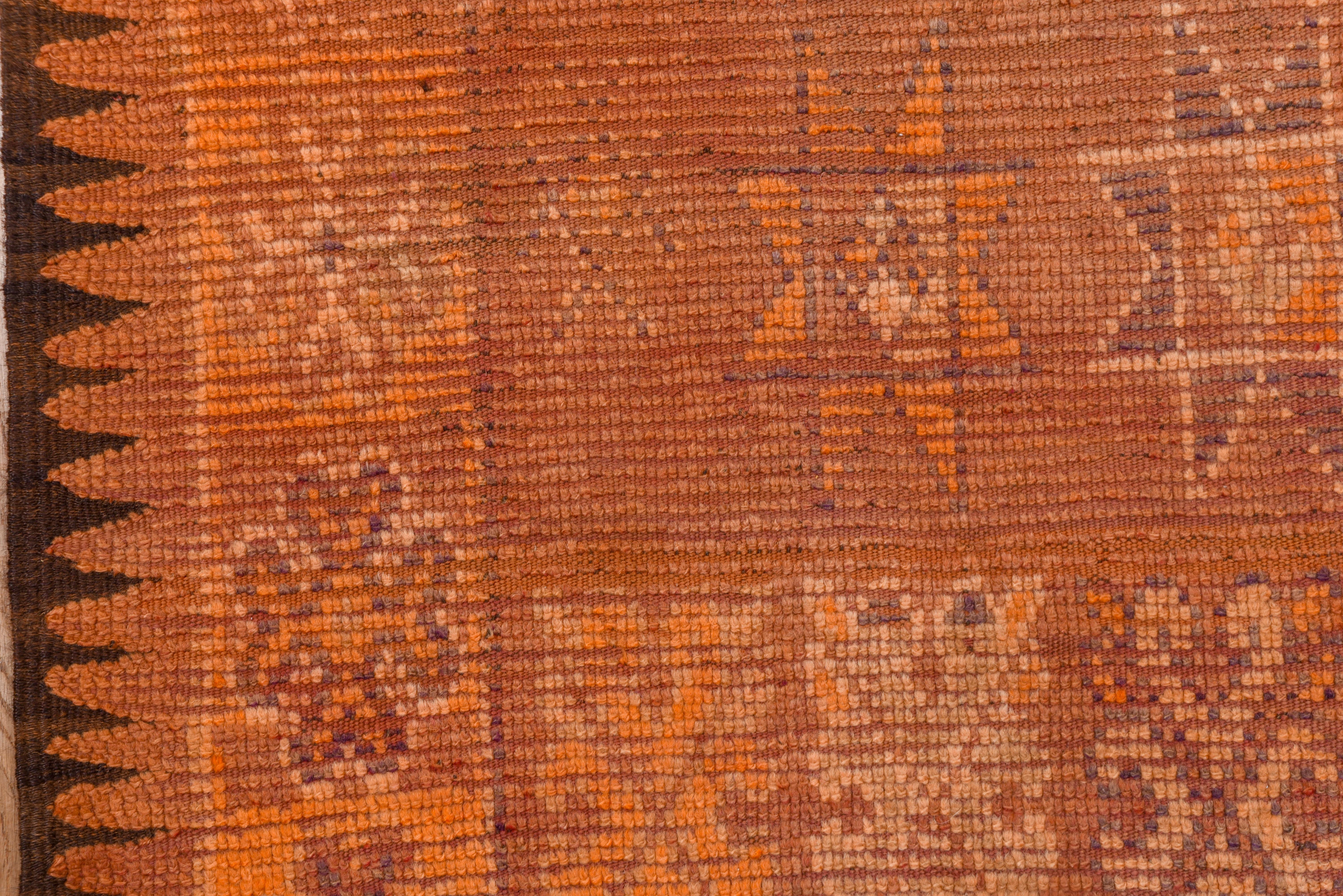 Mid-20th Century Vintage Berber Orange Moroccan Rug, Gallery Rug, Kilim Woven Ends For Sale