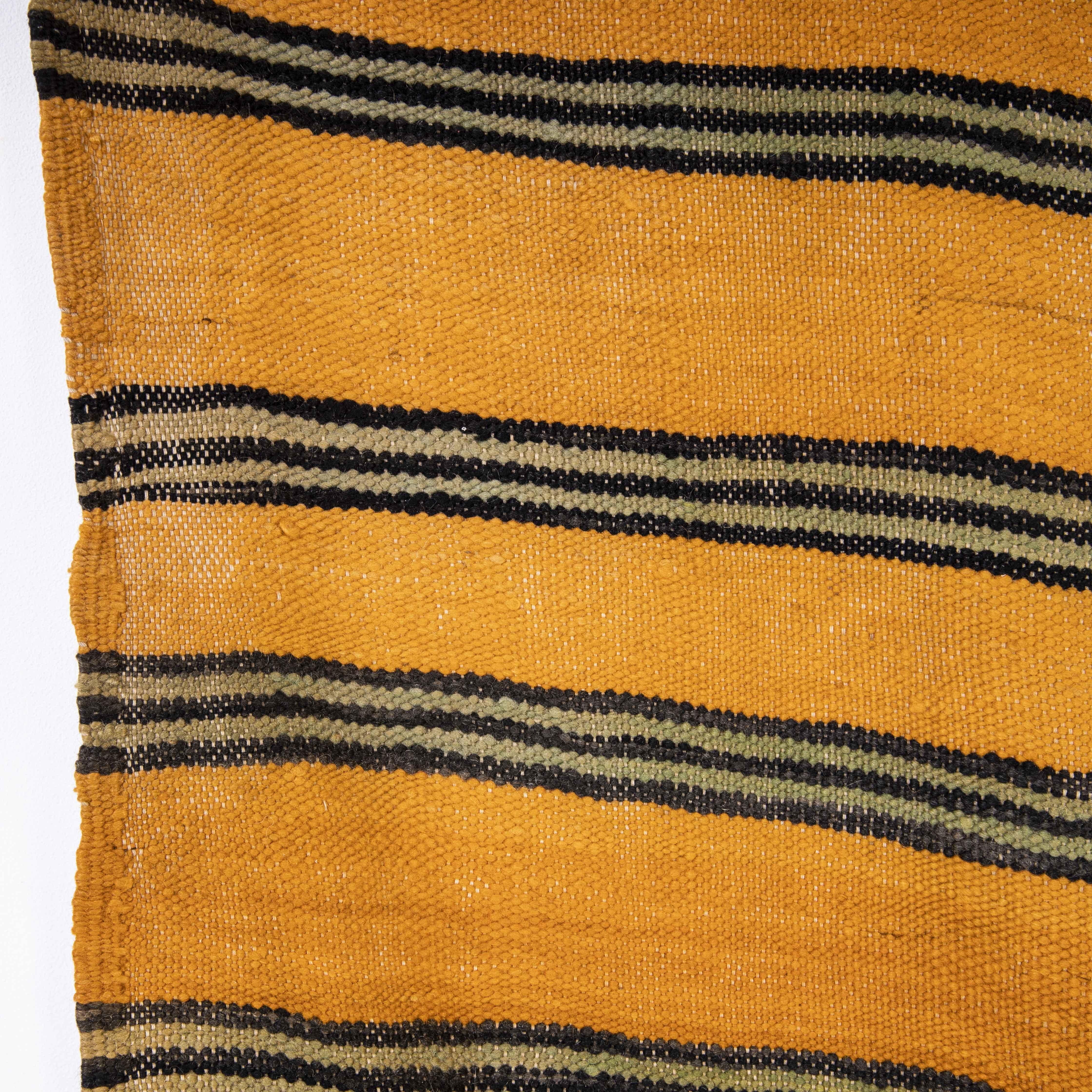 20th Century Vintage Berber Orange Stripe  Hanbel Rug For Sale