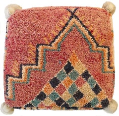 Vintage Moroccan Wool Pouf Floor Cushion