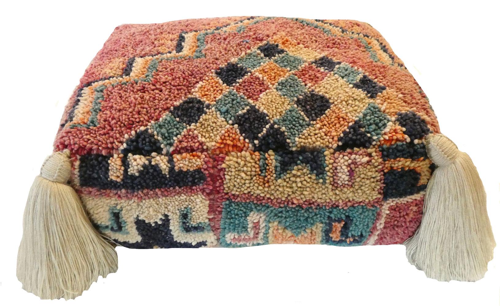 Cuscino da terra Pouf marocchino vintage in lana In condizioni buone in vendita a Los Angeles, CA