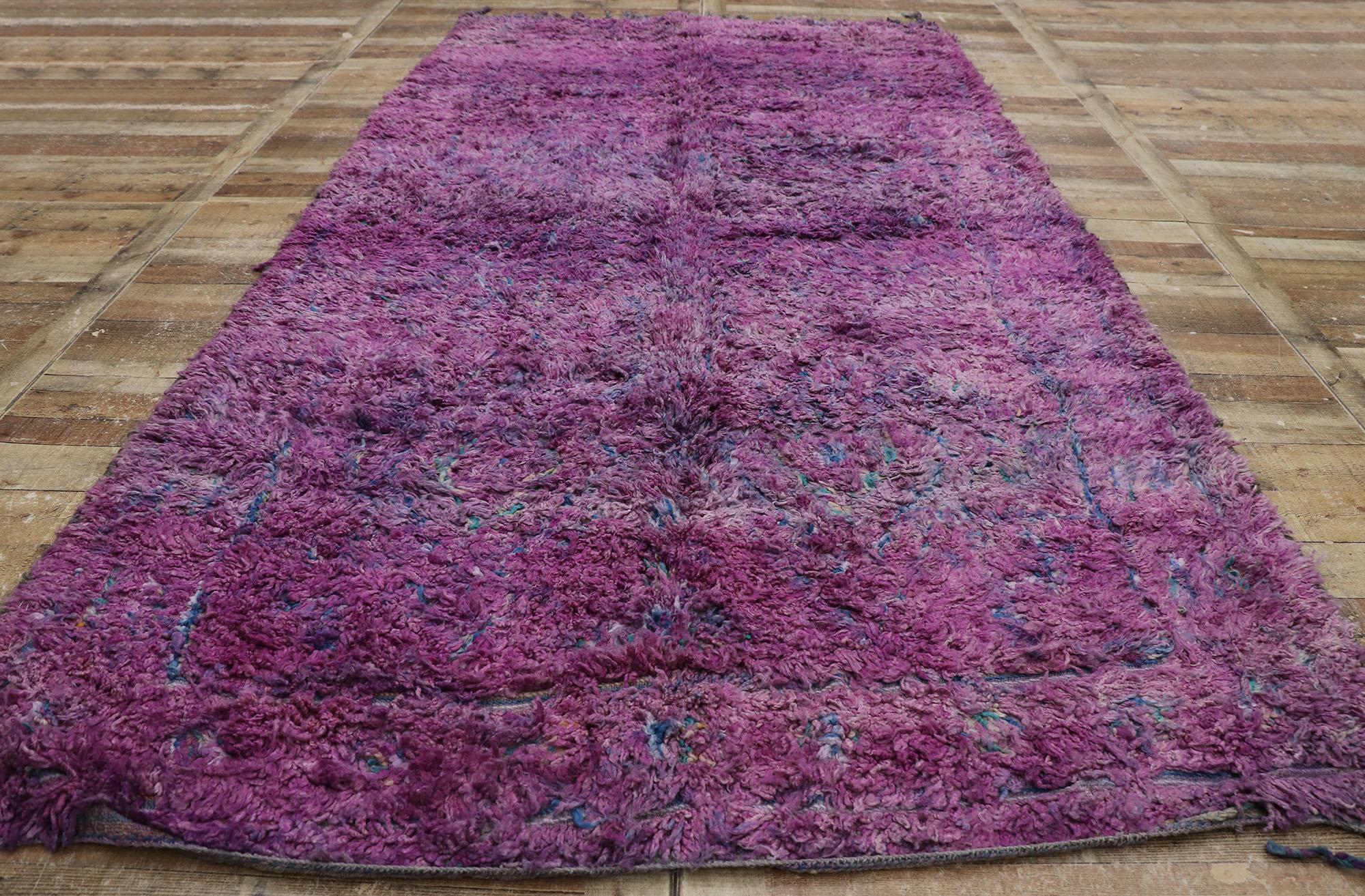 Vintage Berber Purple Beni M'Guild Moroccan Rug with Bohemian Style For Sale 1