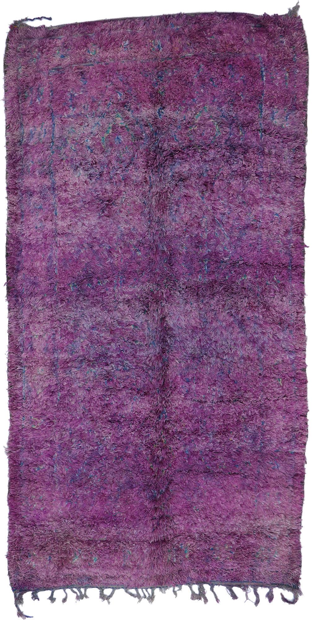 Vintage Berber Purple Beni M'Guild Moroccan Rug with Bohemian Style For Sale 3