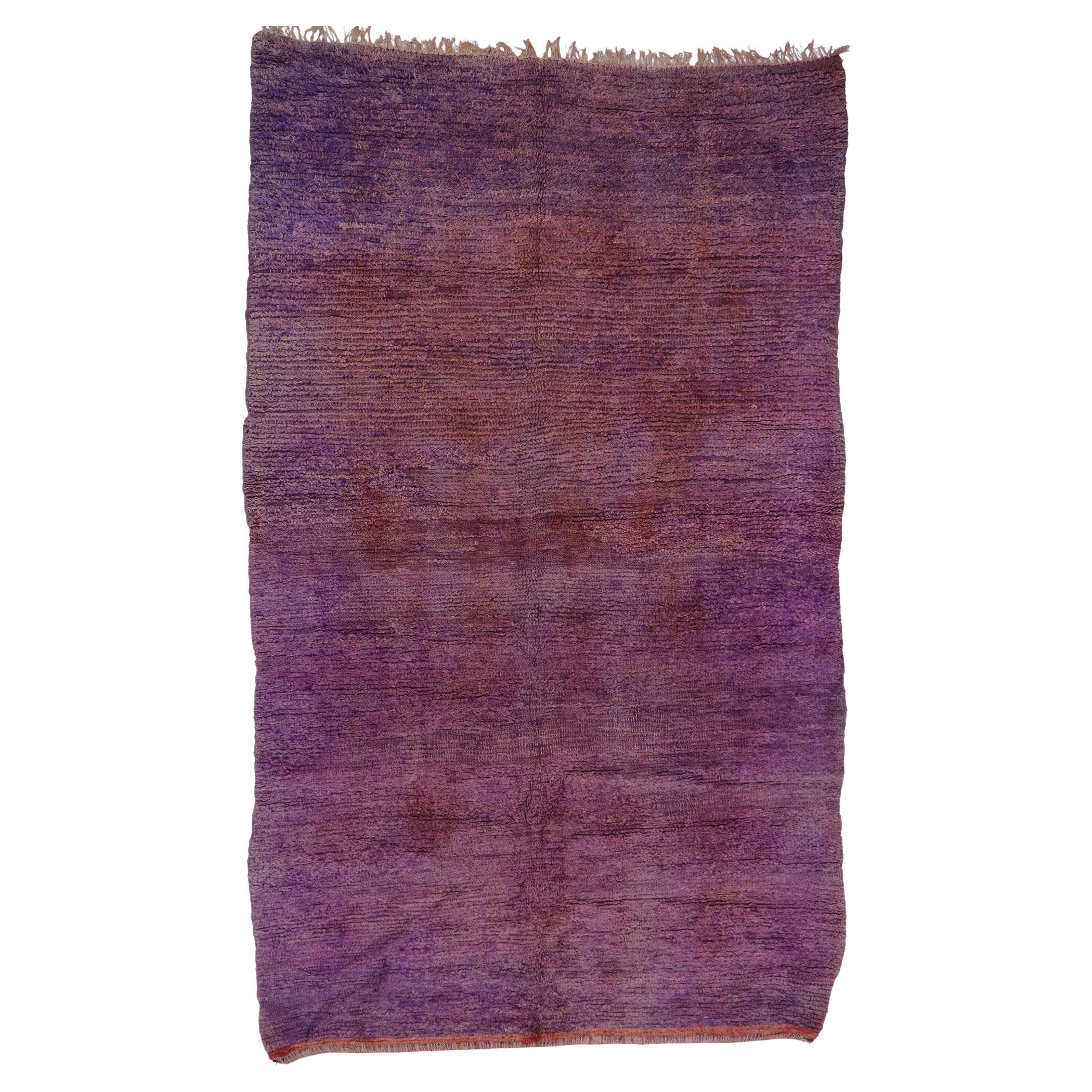 Vintage Berber Purple Beni Mrirt Moroccan Rug with Bohemian Style