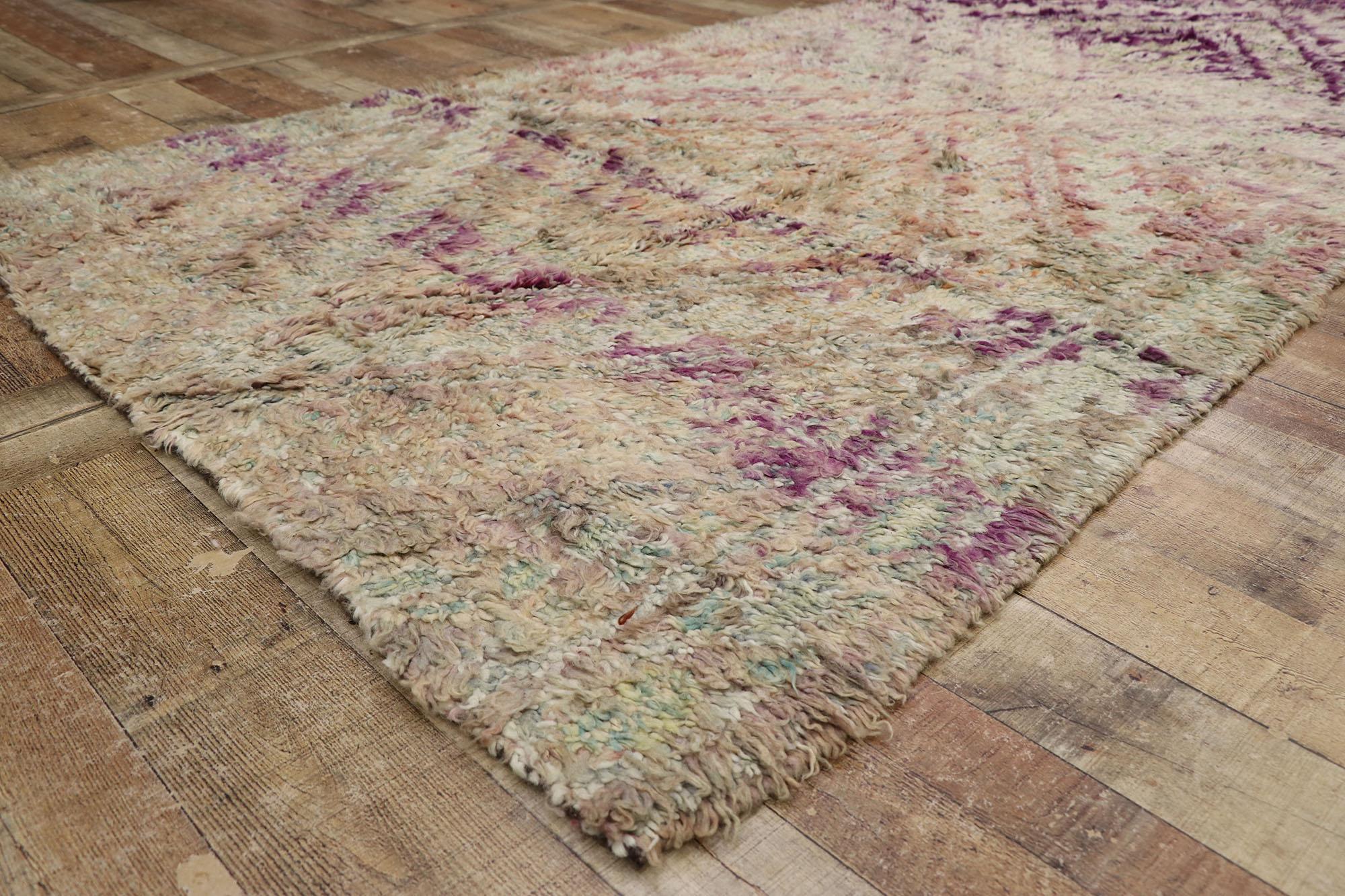 20th Century Vintage Berber Purple Moroccan Rug For Sale