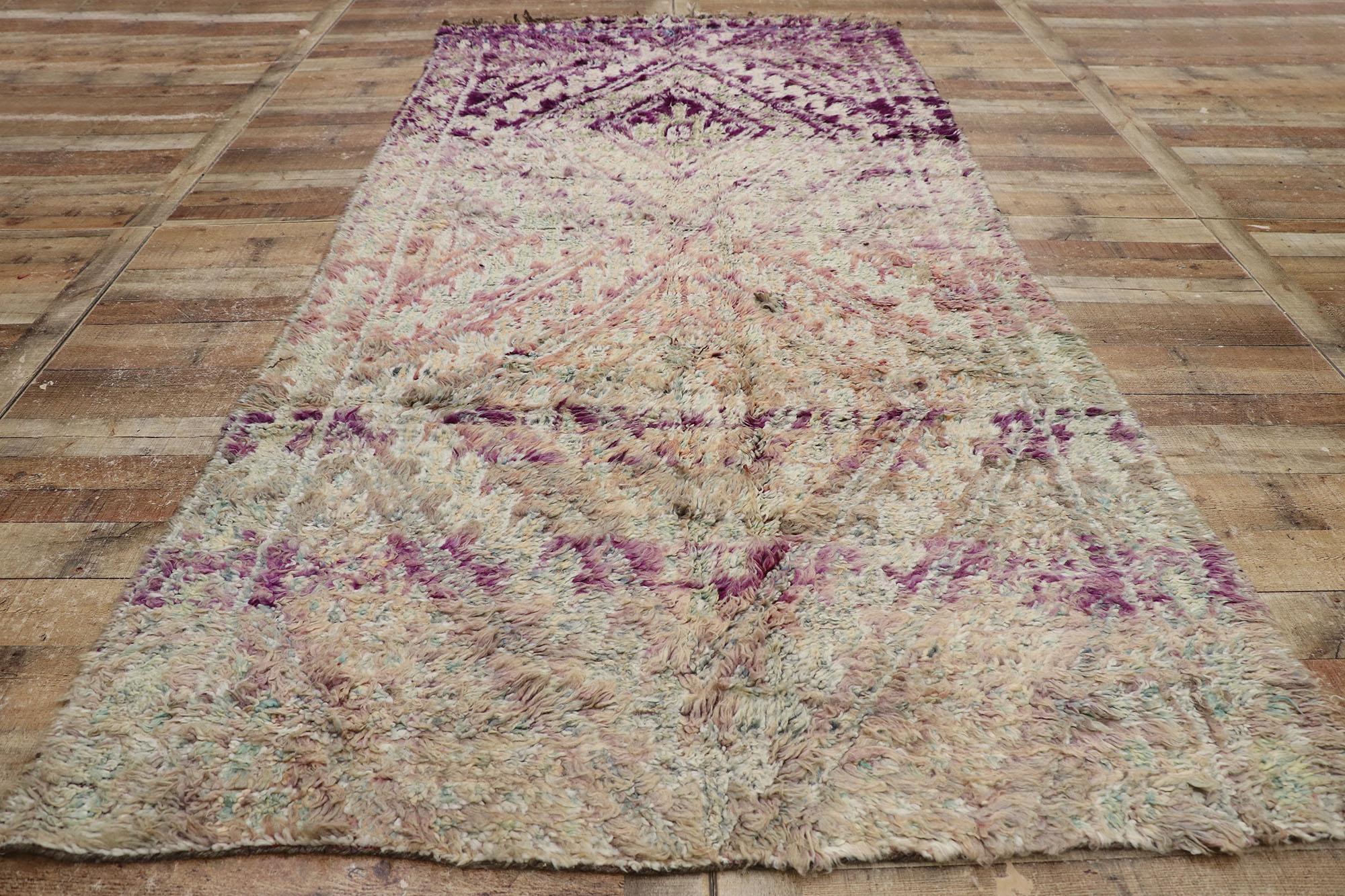 Wool Vintage Berber Purple Moroccan Rug For Sale