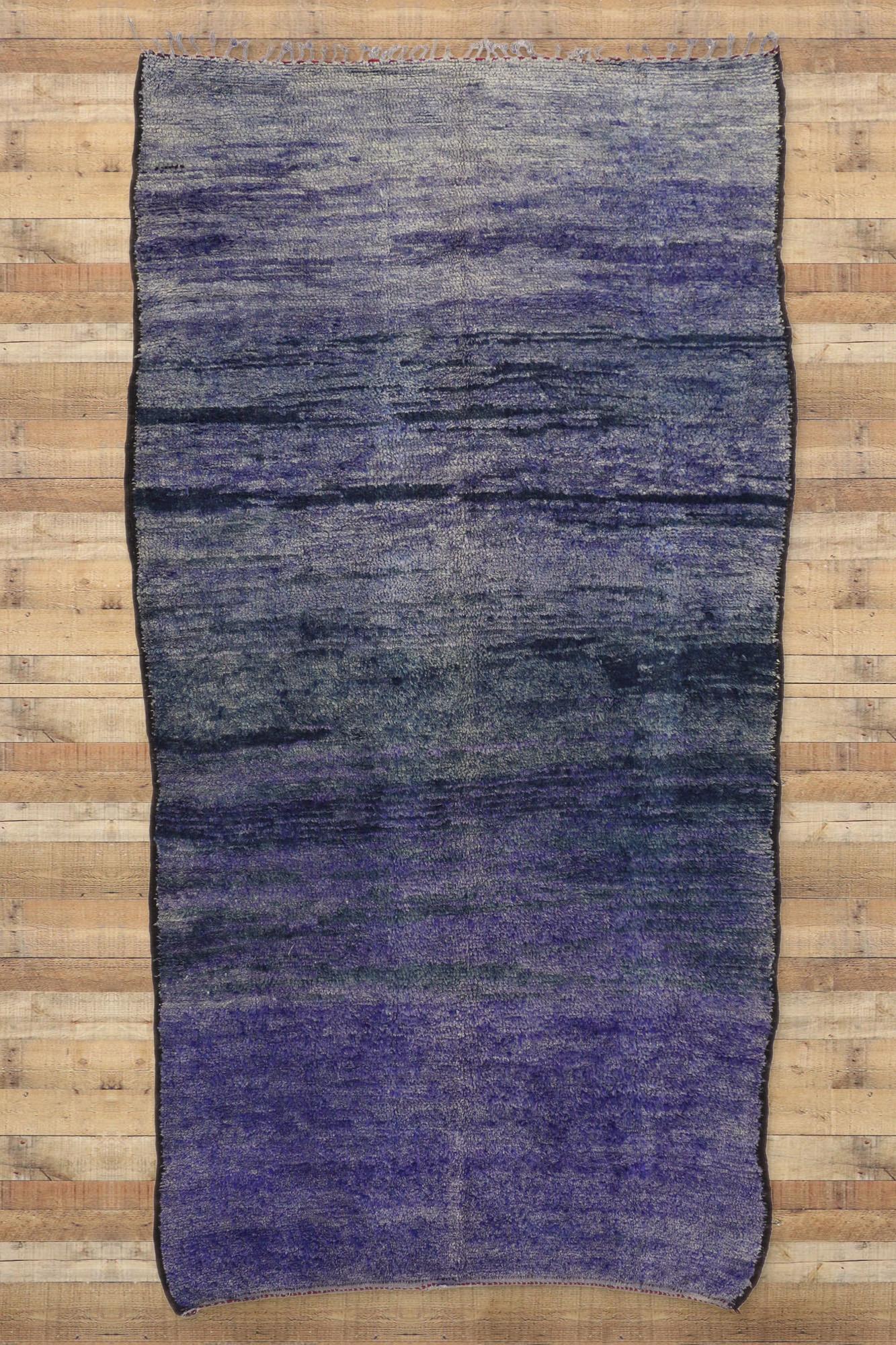 Vintage Purple Beni Mrirt Moroccan Rug Inspired by Mark Rothko Chapel In Good Condition For Sale In Dallas, TX