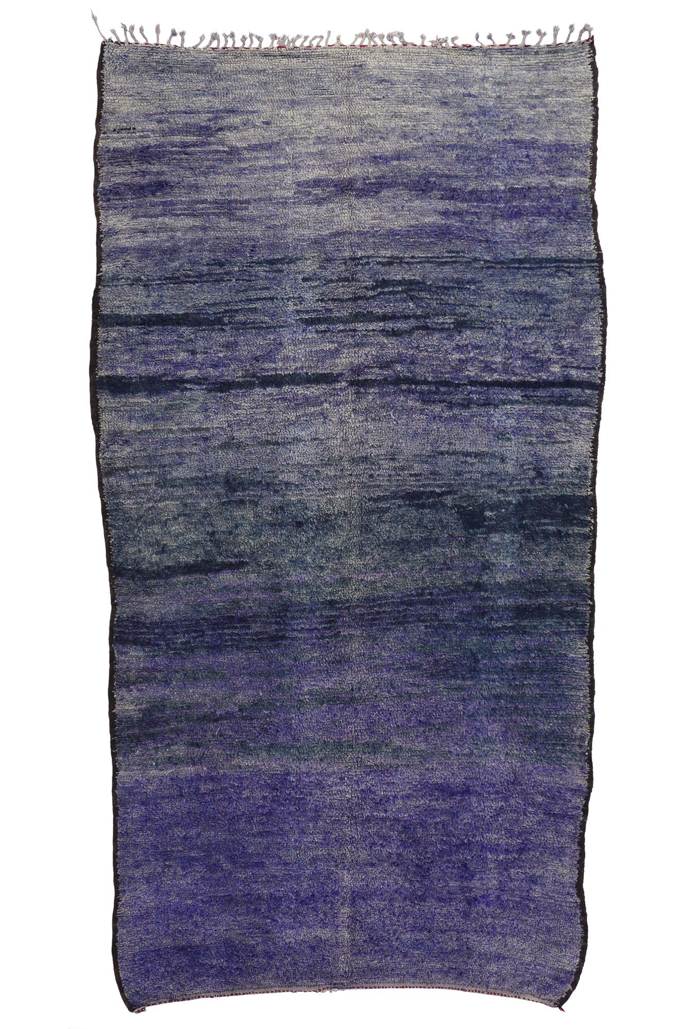 Hand-Knotted Vintage Purple Beni Mrirt Moroccan Rug Inspired by Mark Rothko Chapel For Sale