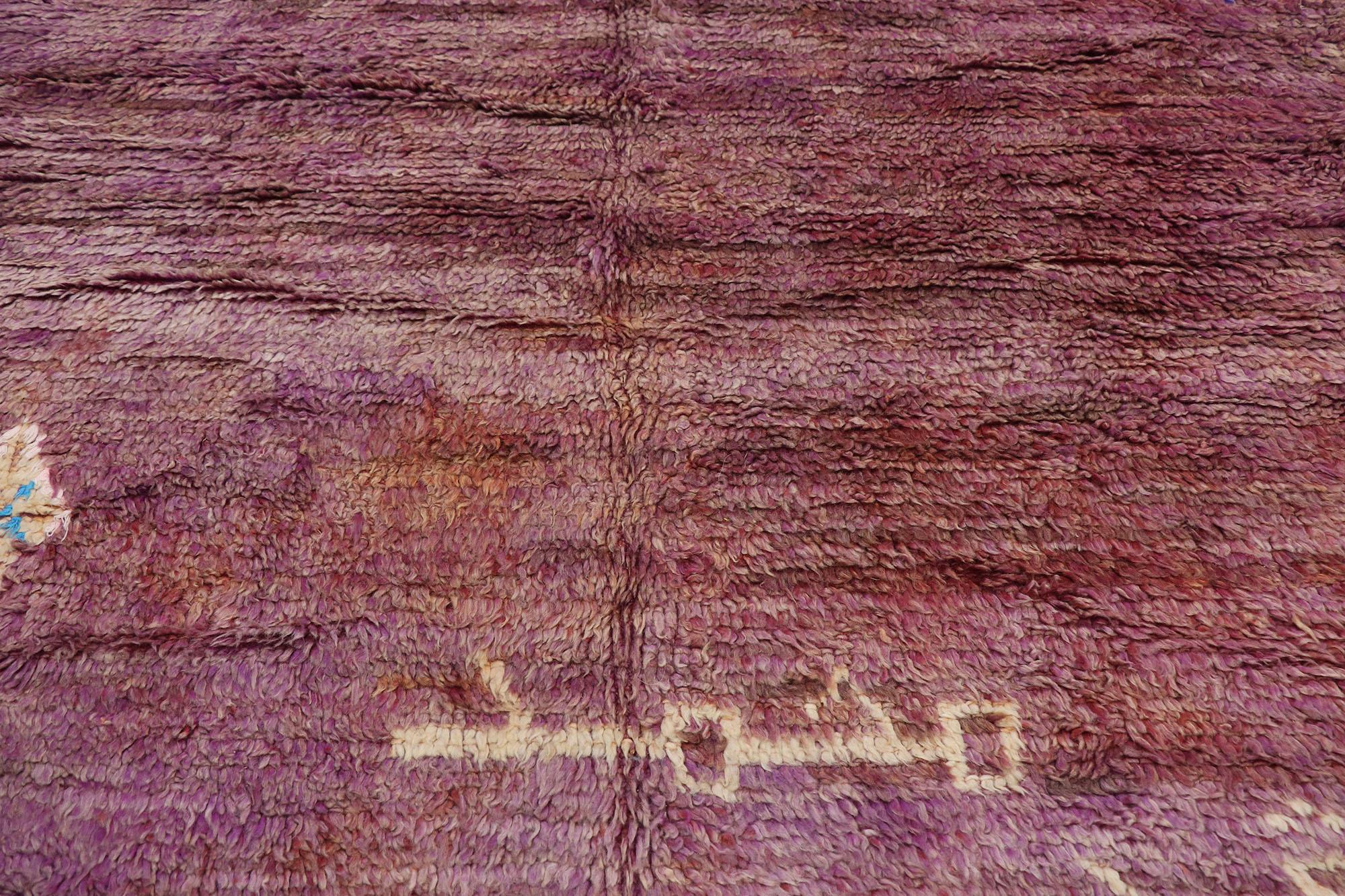 Vintage Berber Purple Moroccan Rug with Bohemian Style In Good Condition For Sale In Dallas, TX