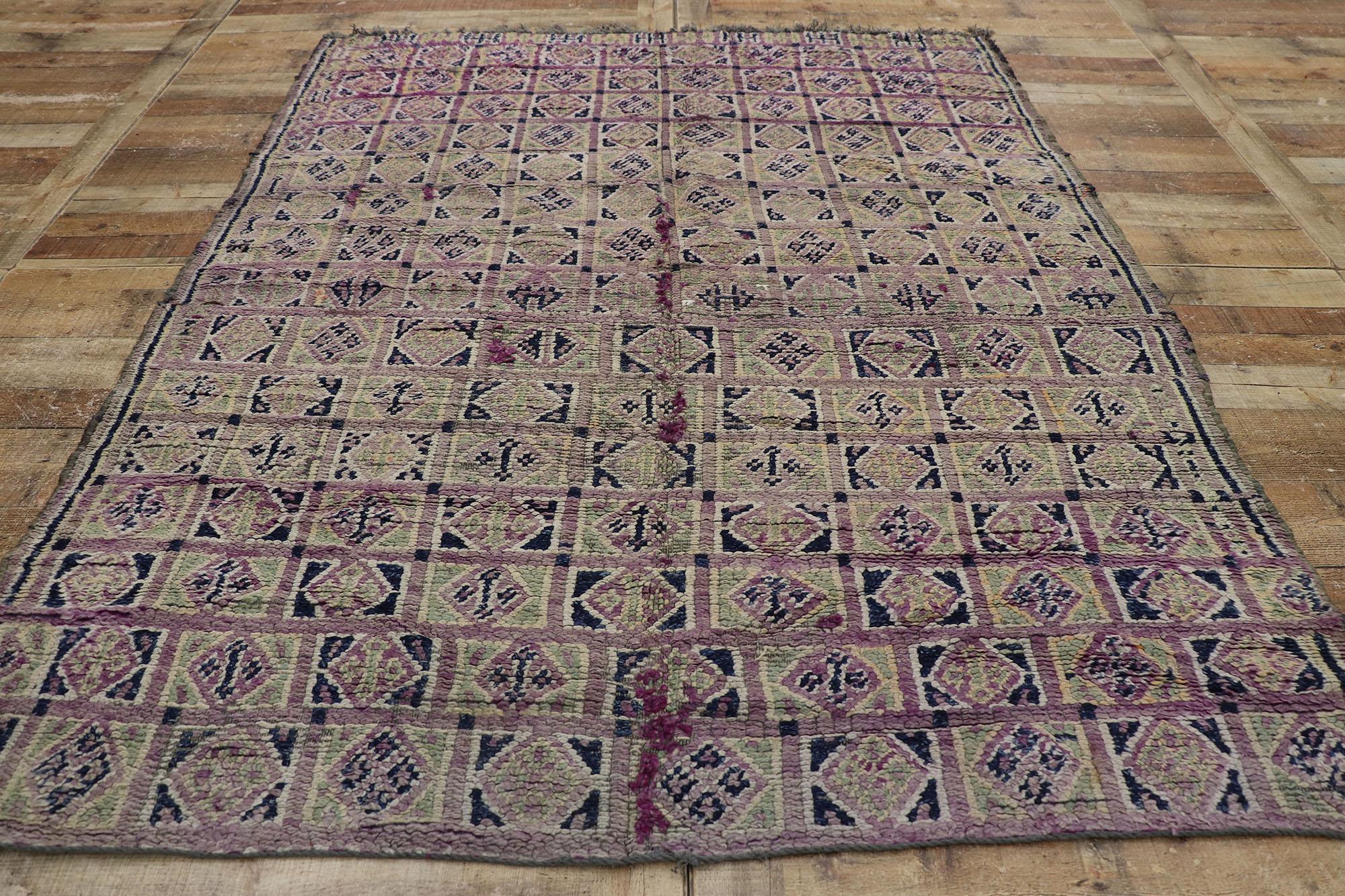 Alfombra Vintage Bereber Morada Marroquí de Estilo Tribal Bohemio en venta 1
