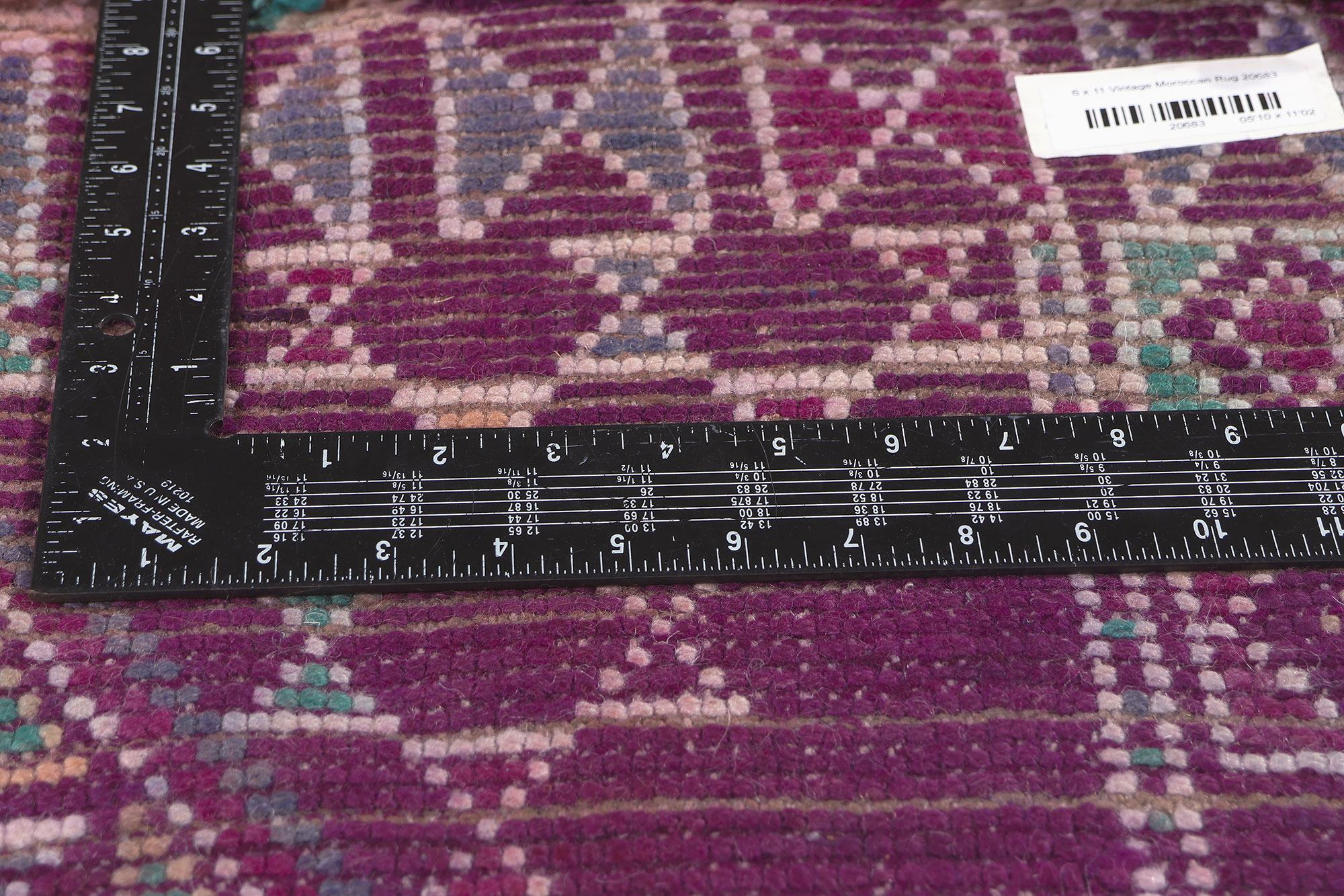 Tribal Vintage Purple Beni MGuild Moroccan Rug, Maximalism Meets Boho Chic For Sale