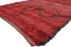 Vintage Berber Red Beni M'Guild Moroccan Rug with Modern Tribal Style