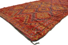 Vintage Berber Red Beni M'Guild Moroccan Rug with Tribal Style