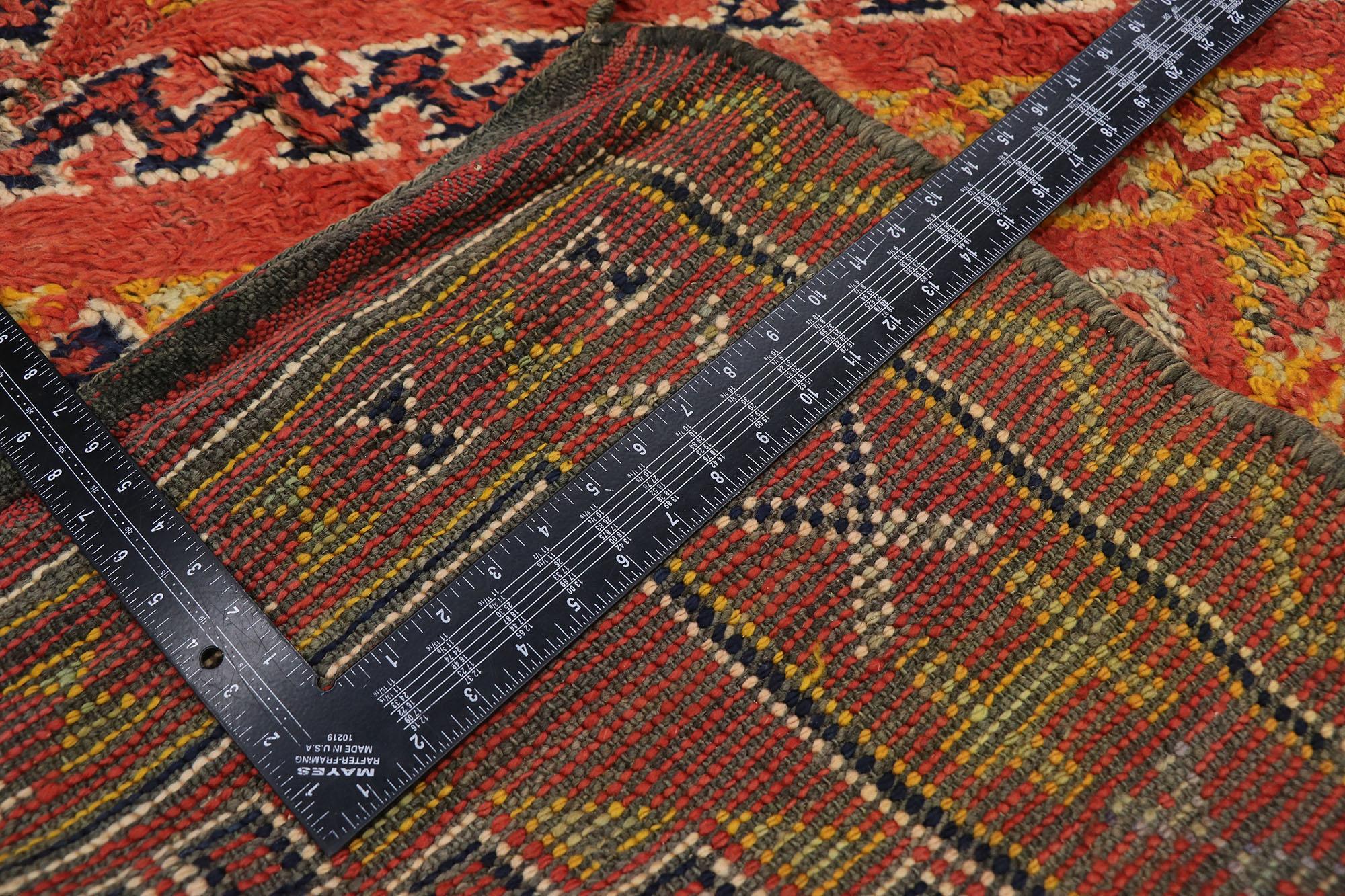 Vintage Berber Red Beni M'Guild Moroccan Rug with Tribal Style In Good Condition For Sale In Dallas, TX