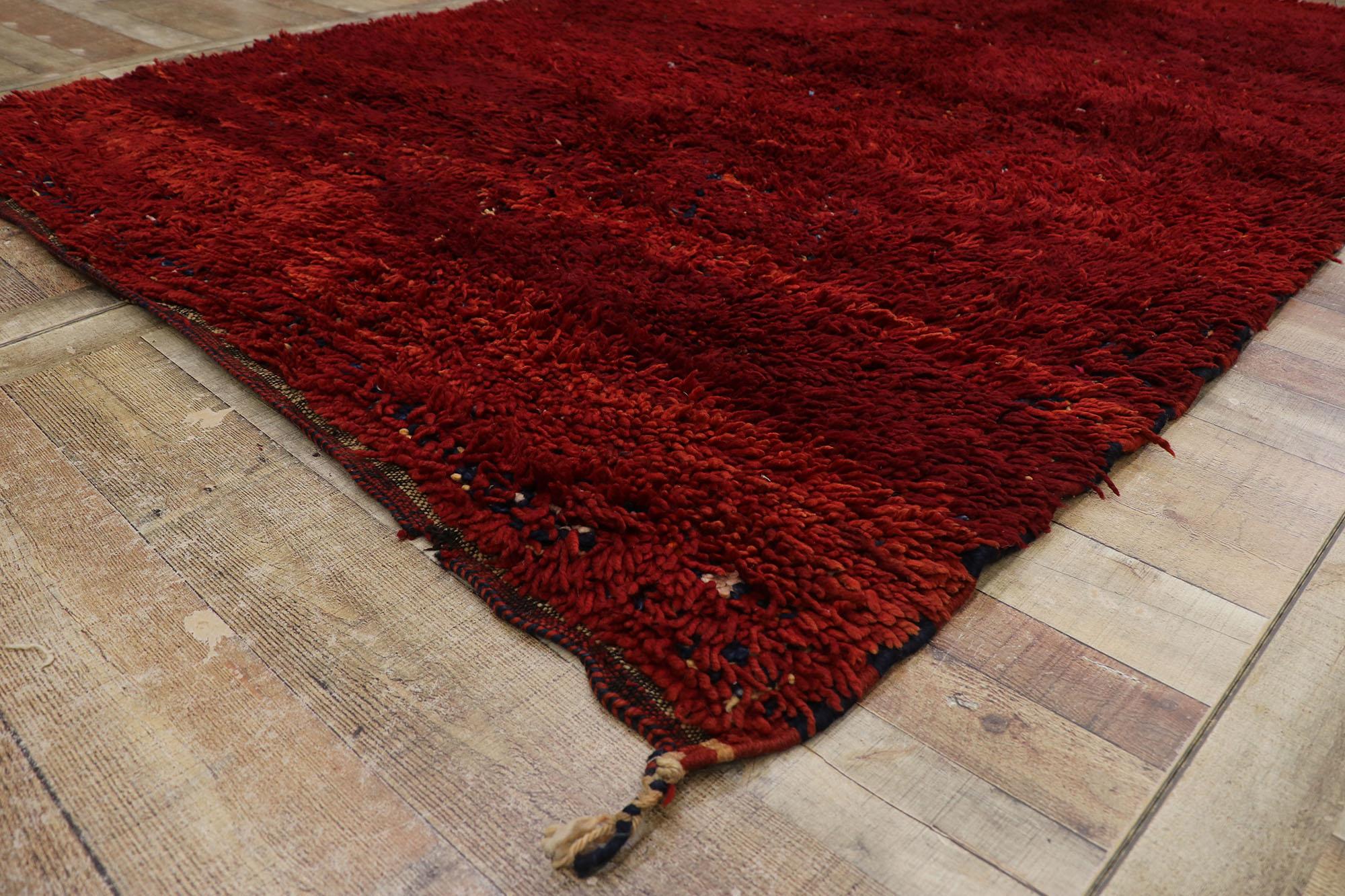 Wool Vintage Berber Red Beni M'Guild Moroccan Rug with Tribal Style For Sale