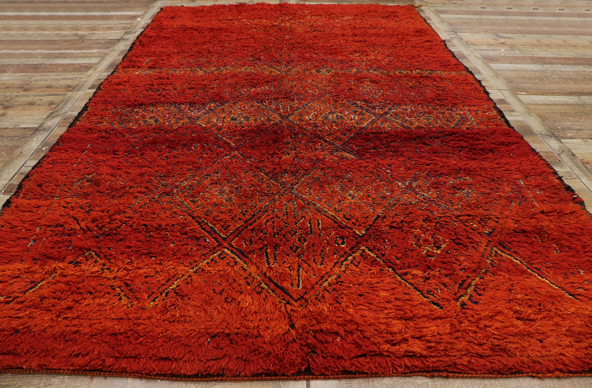 Vintage Berber Red Beni M'Guild Moroccan Rug with Tribal Style For Sale 1