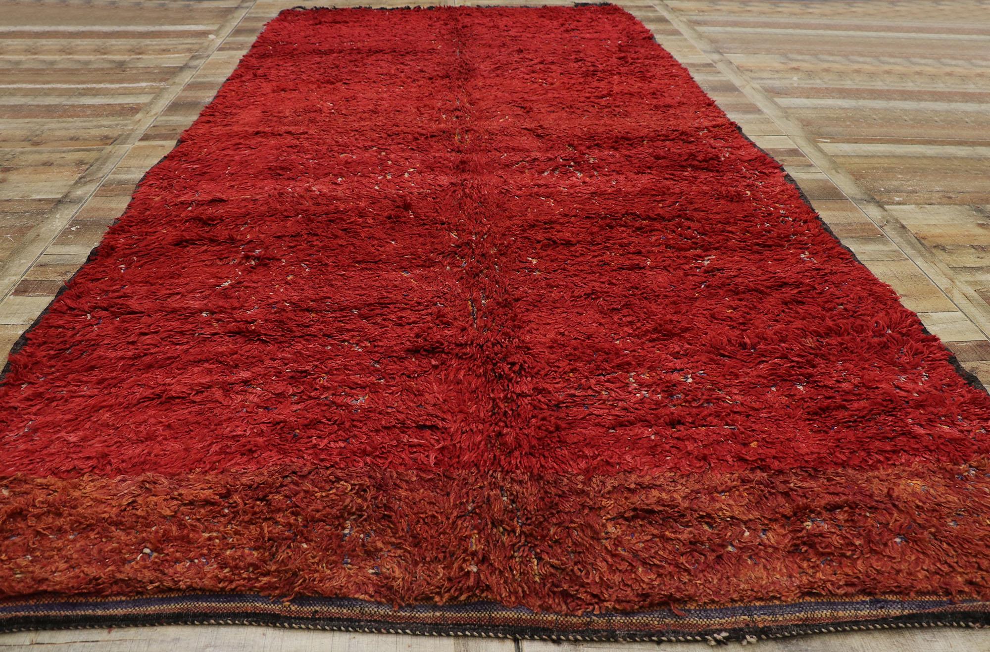 Vintage Berber Red Beni M'Guild Moroccan Rug with Tribal Style For Sale 1