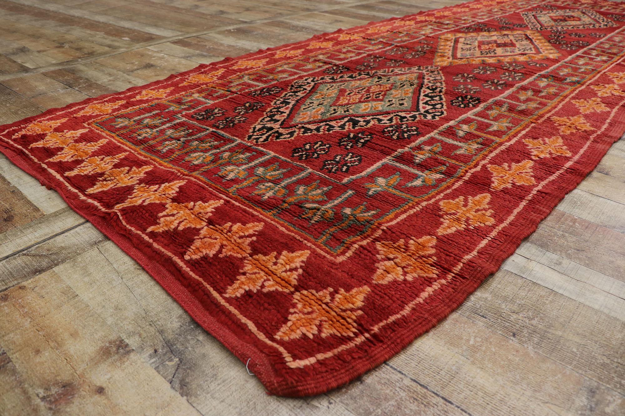 20th Century Vintage Berber Red Boujad Moroccan Rug with Tribal Style For Sale