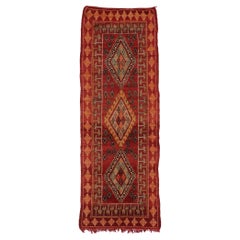 Retro Berber Red Boujad Moroccan Rug with Tribal Style