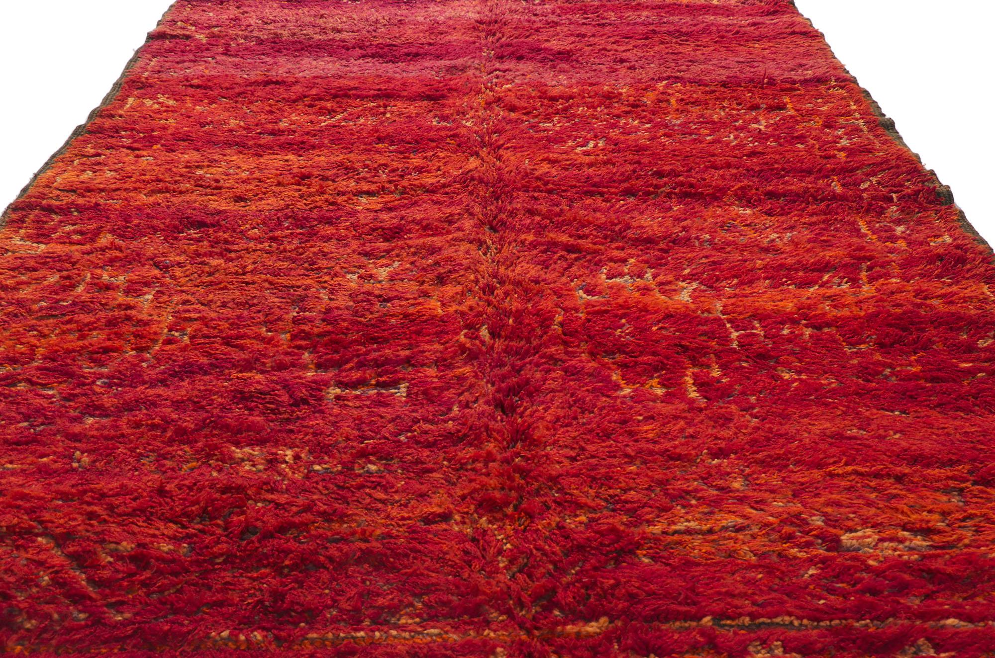 Hand-Knotted Vintage Red Beni MGuild Moroccan Rug, Maximalist Style Meets Cozy Nomad For Sale
