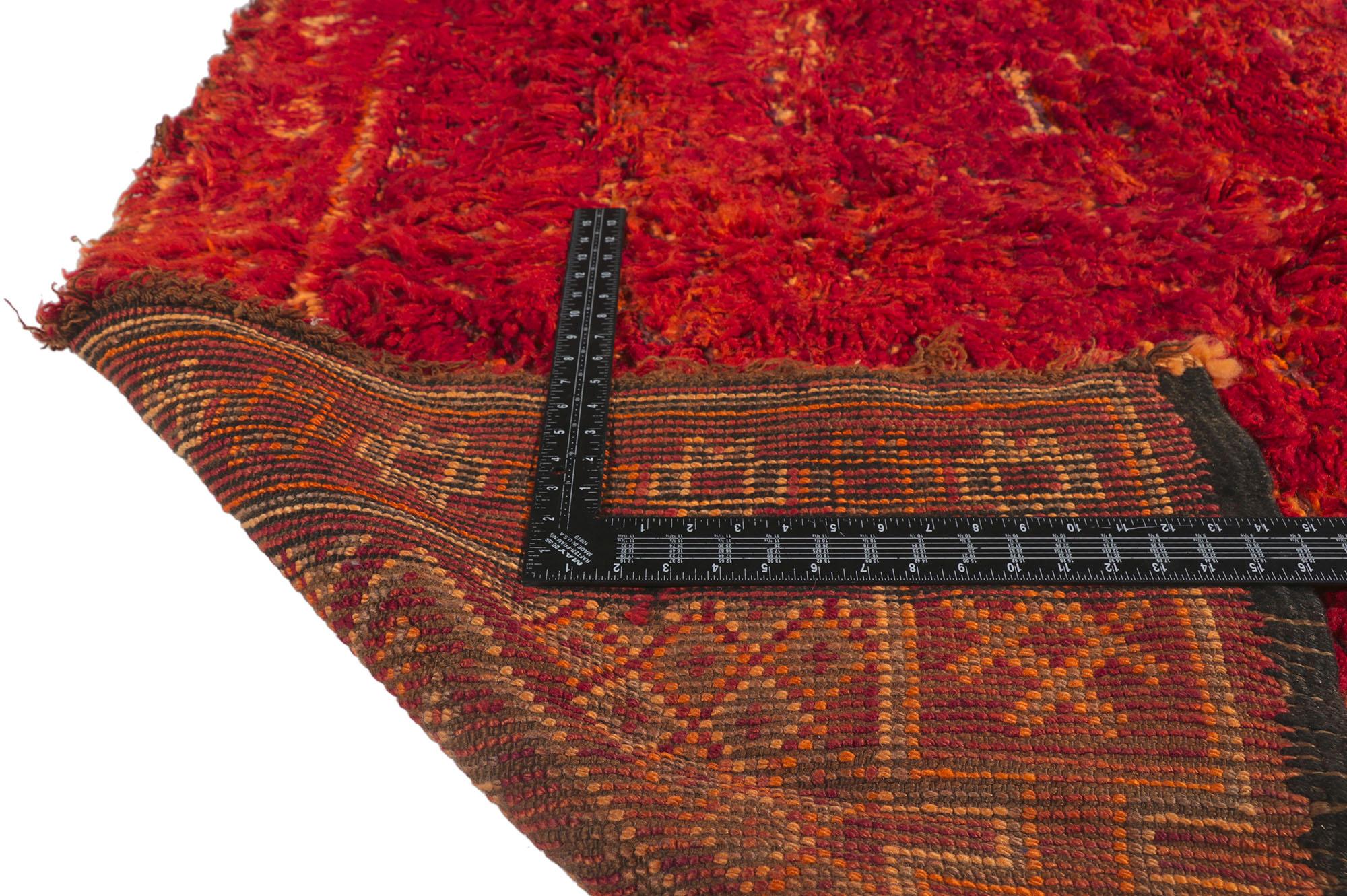 Wool Vintage Red Beni MGuild Moroccan Rug, Maximalist Style Meets Cozy Nomad For Sale