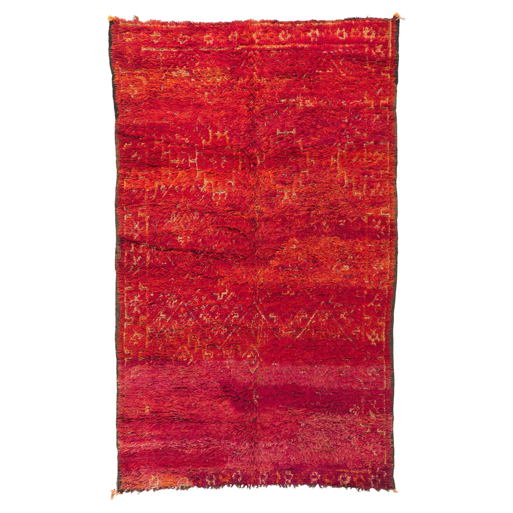 Vintage Red Beni MGuild Moroccan Rug, Maximalist Style Meets Cozy Nomad