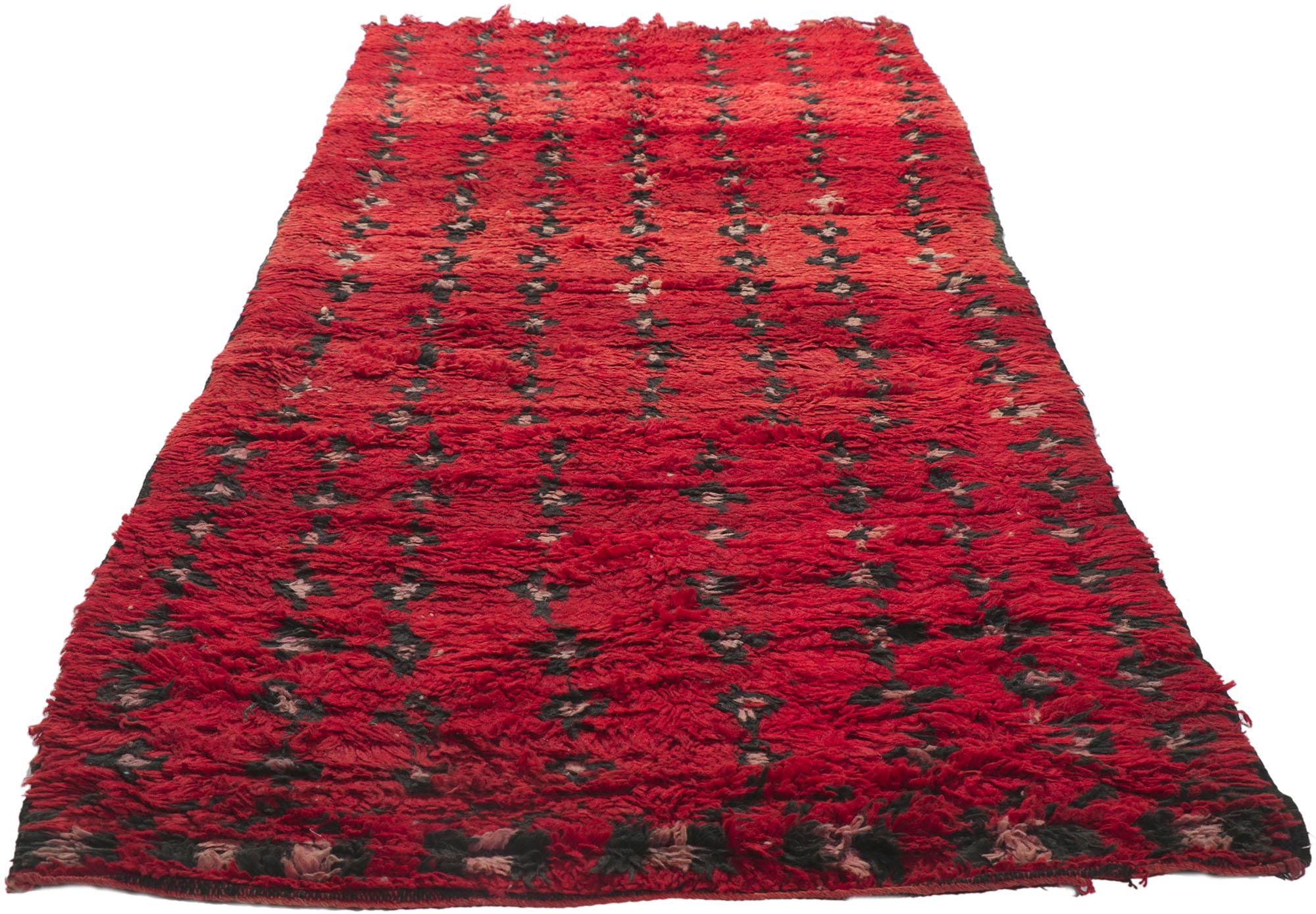 Tribal Vintage Berber Red Moroccan Hallway Rug For Sale