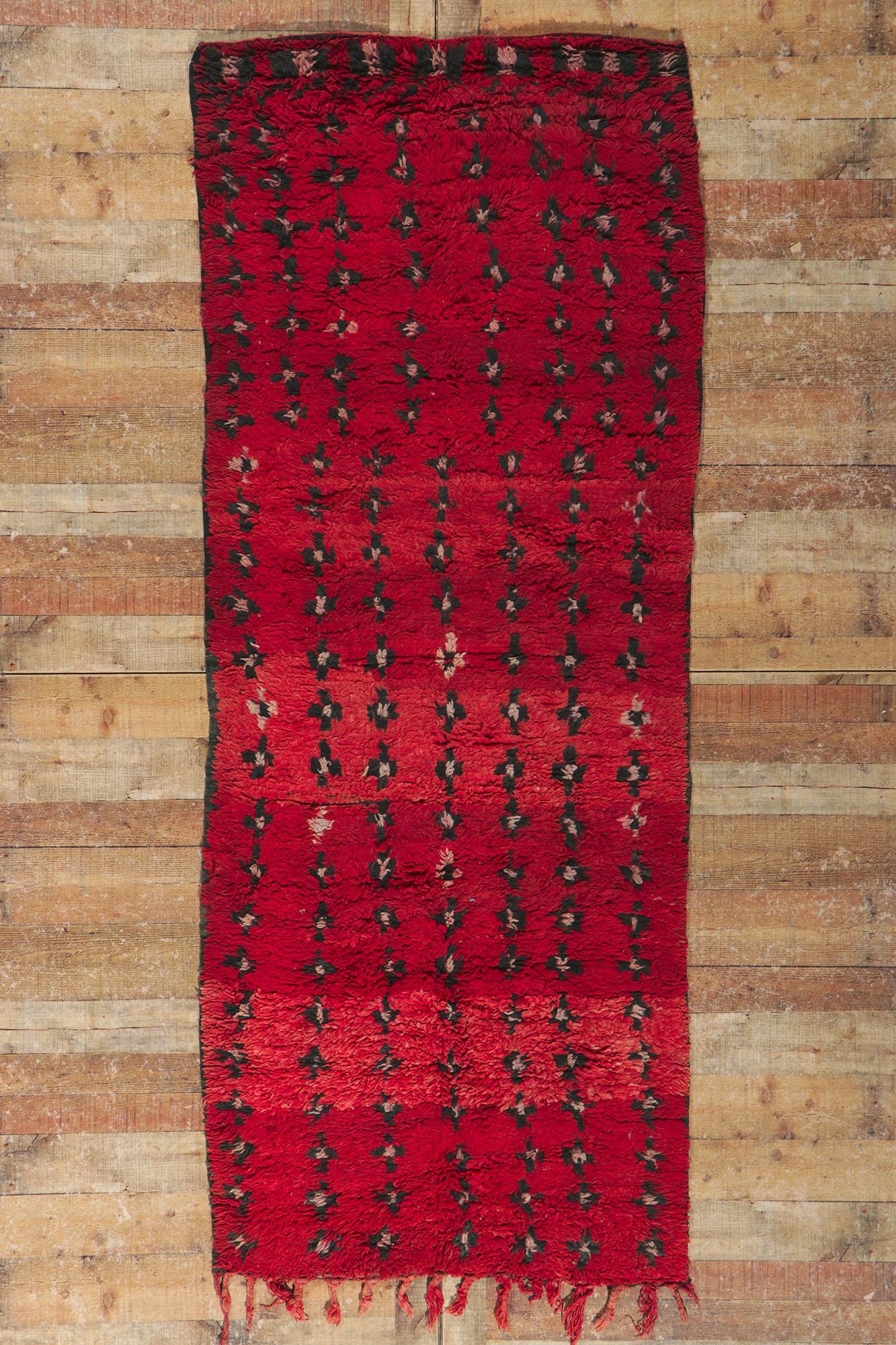 Vintage Berber Red Moroccan Hallway Rug For Sale 1