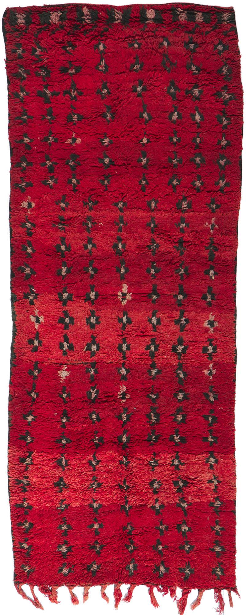 Vintage Berber Red Moroccan Hallway Rug For Sale 2