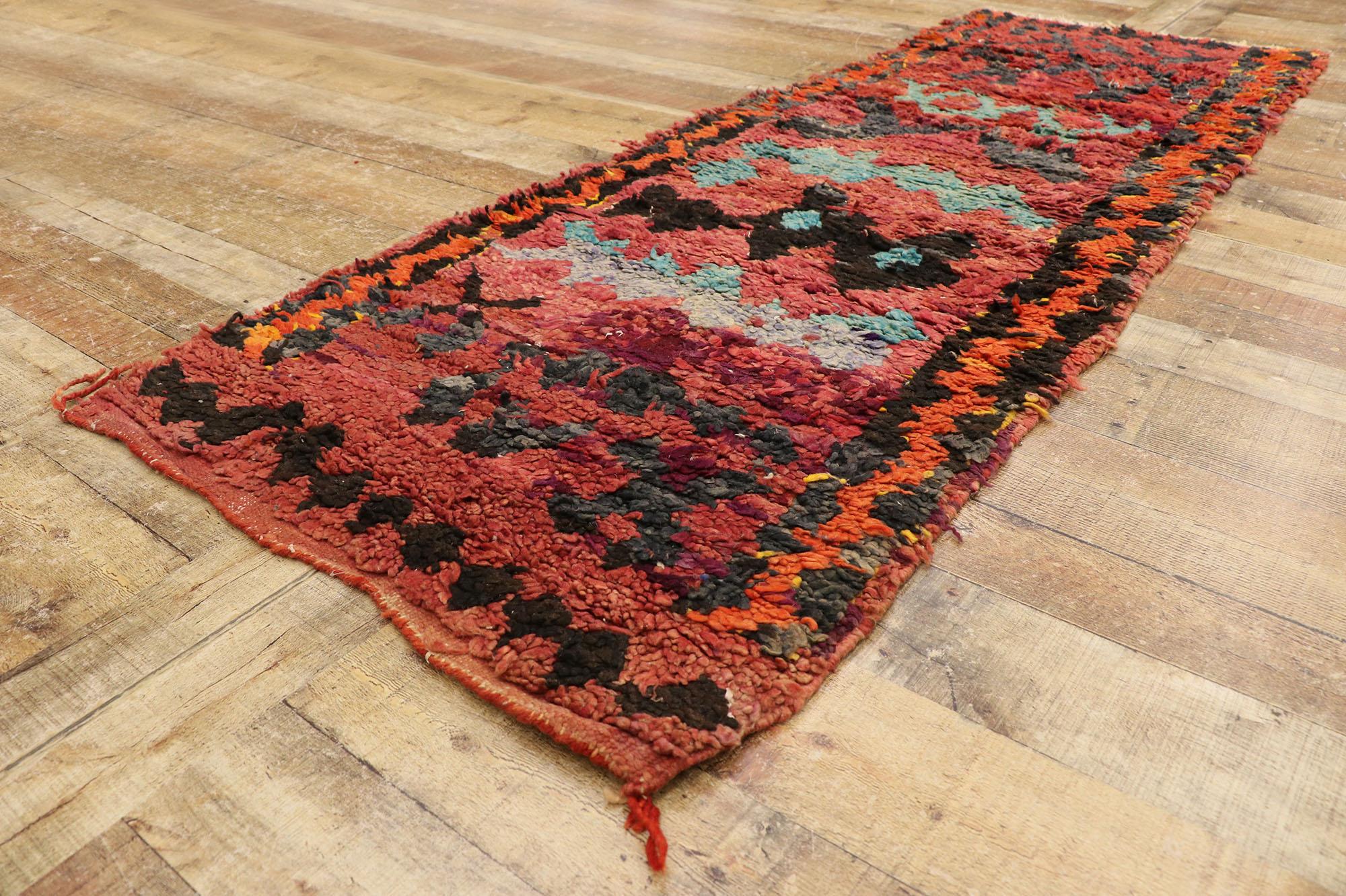 20th Century Vintage Berber Red Moroccan Rug, Boho Bungalow Meets Tribal Style For Sale