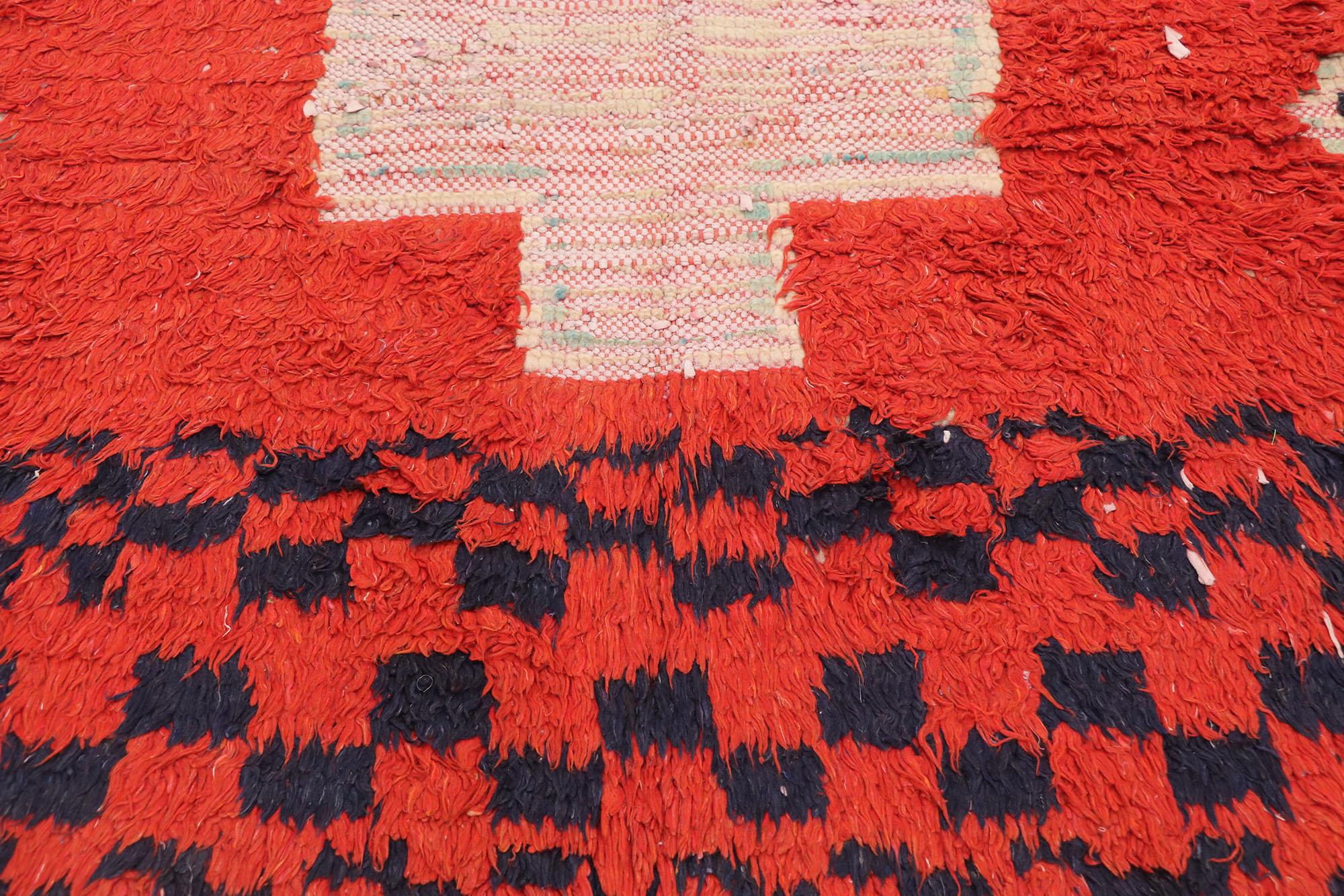 Hand-Knotted Vintage Red Boujad Moroccan Rug For Sale