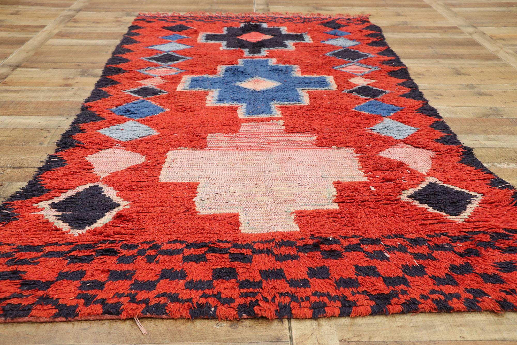 Wool Vintage Red Boujad Moroccan Rug For Sale