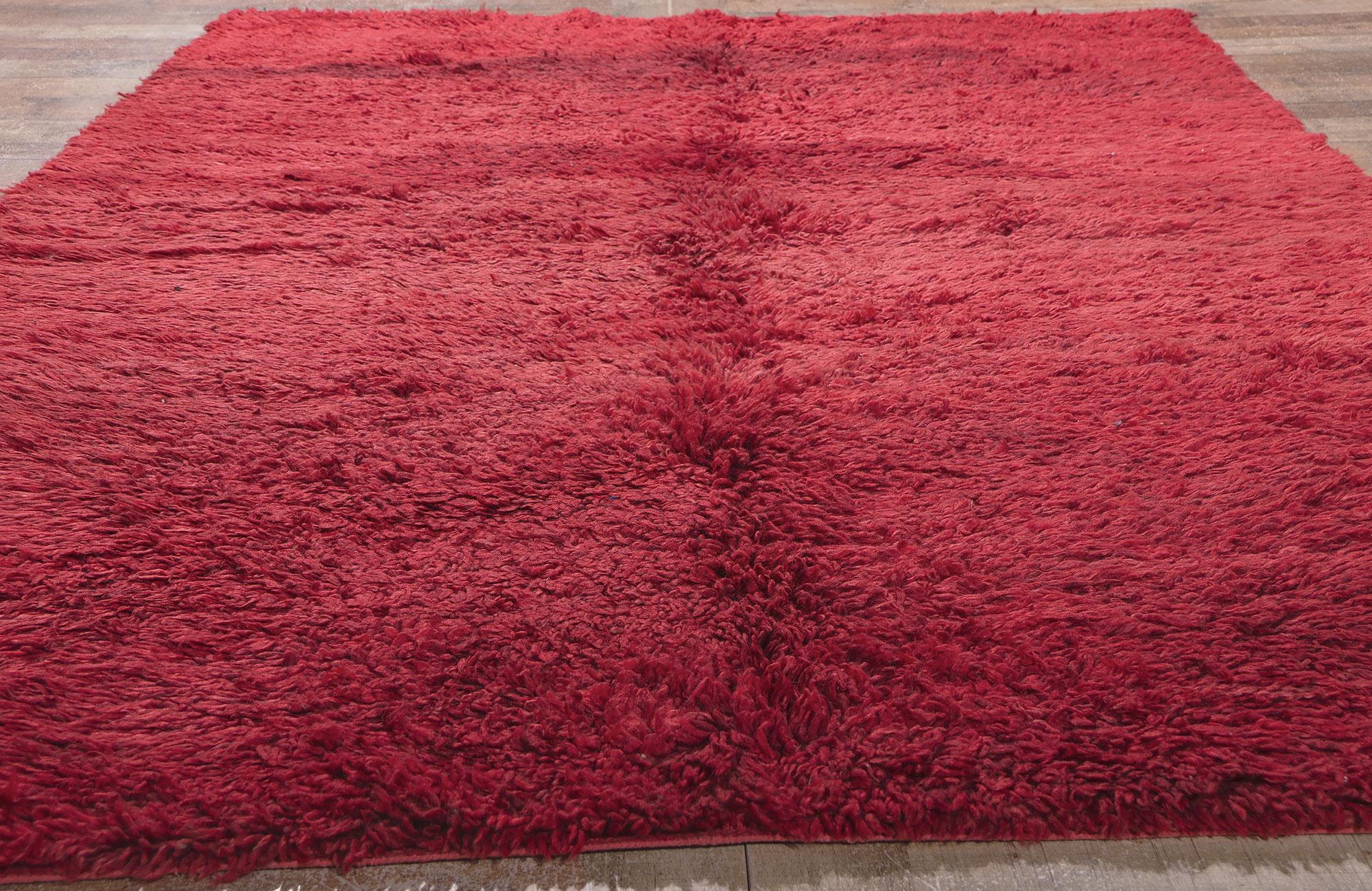 Vintage Red Beni MGuild Moroccan Rug, Abstract Expressionism Meets Maximalism For Sale 1