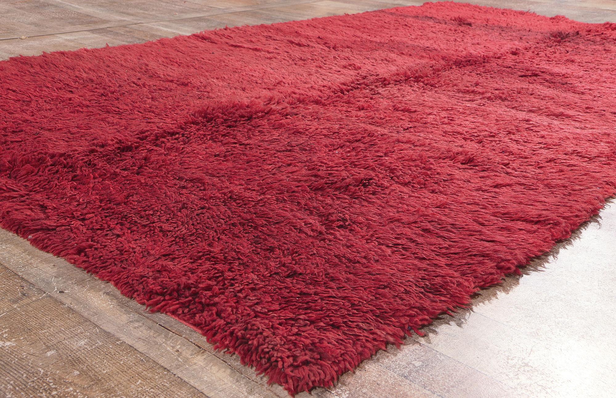 Wool Vintage Red Beni MGuild Moroccan Rug, Abstract Expressionism Meets Maximalism For Sale