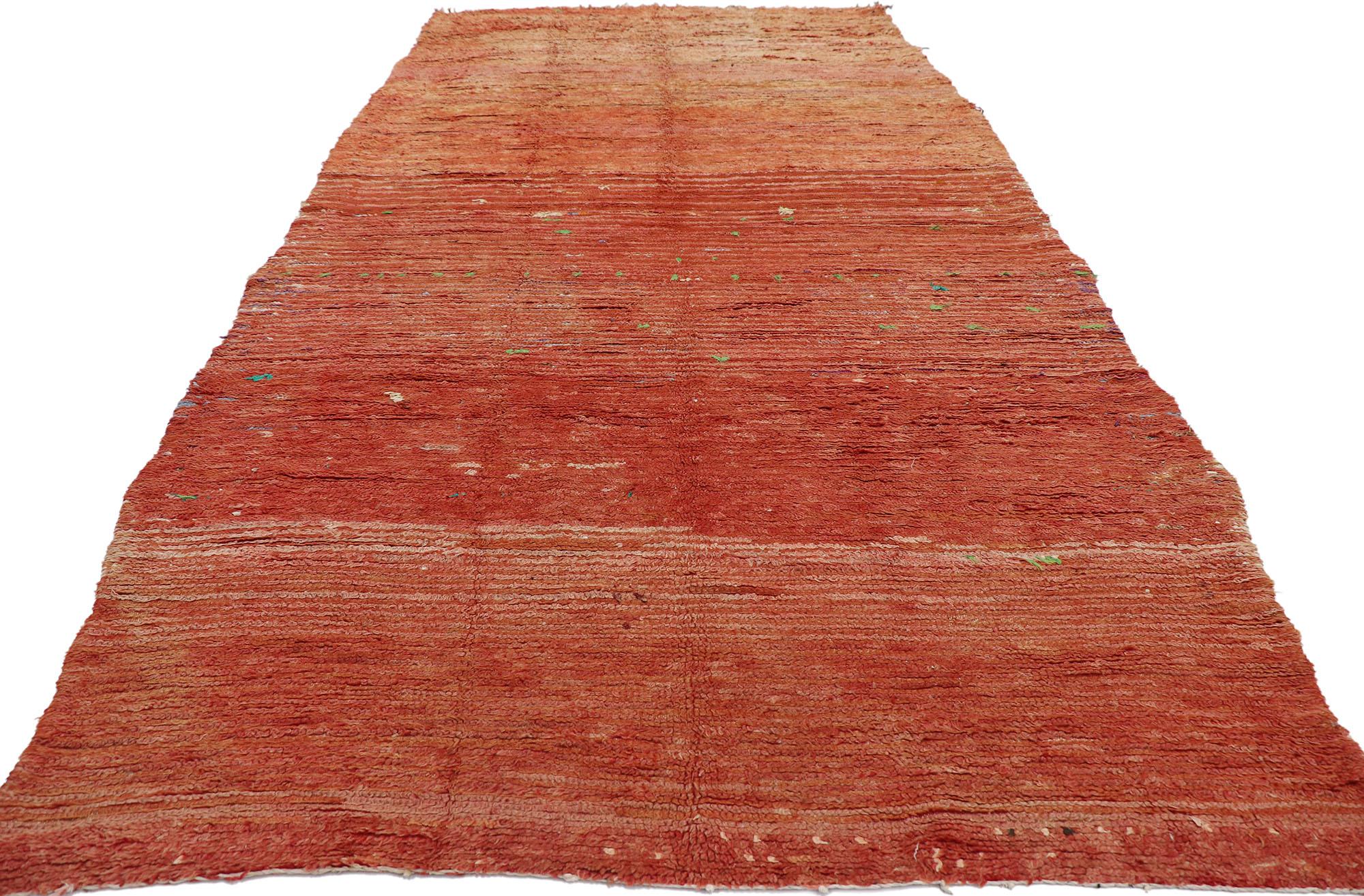 Tribal Vintage Berber Red Moroccan Rug with Jungalow Style For Sale