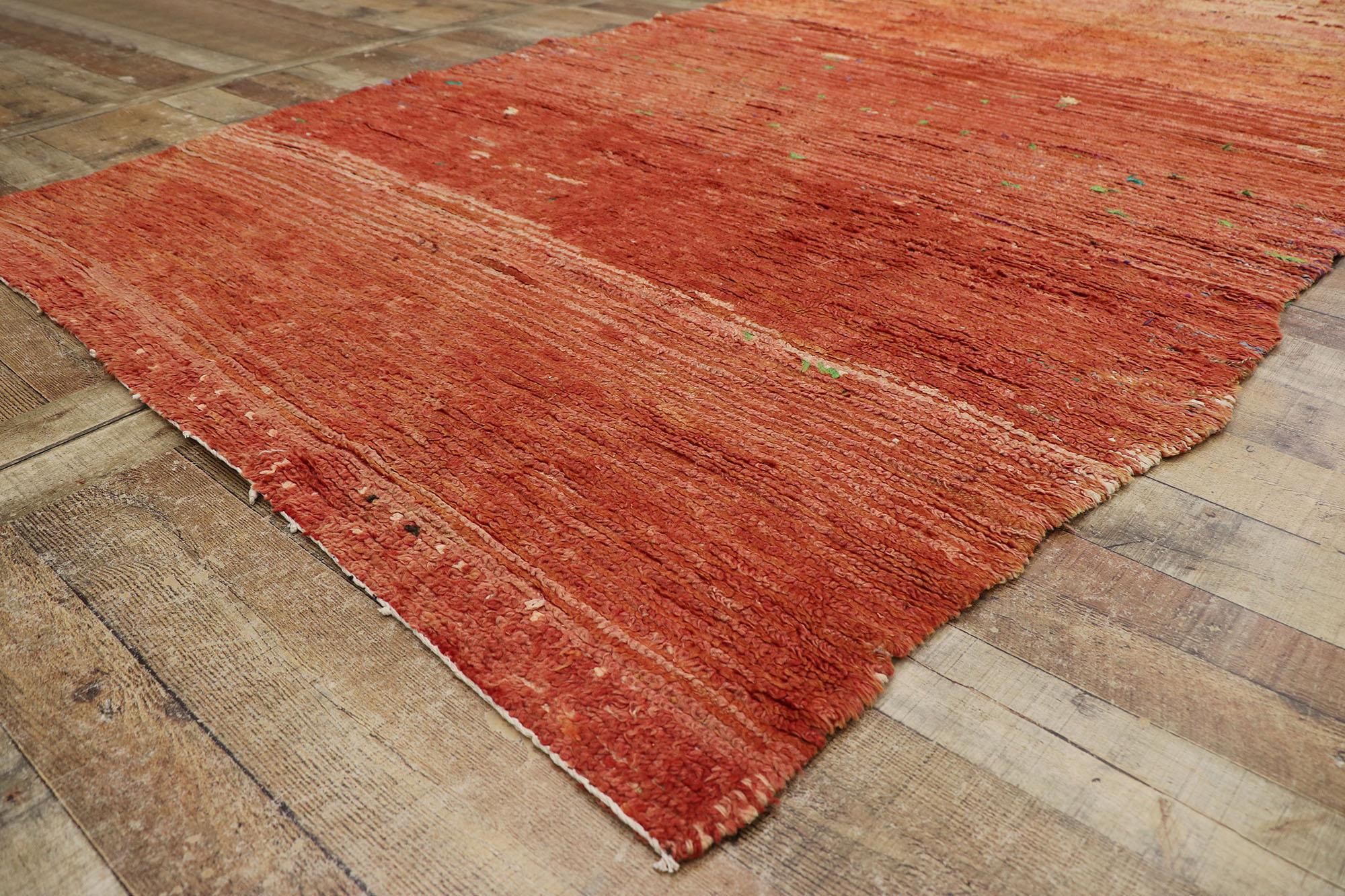 20th Century Vintage Berber Red Moroccan Rug with Jungalow Style For Sale