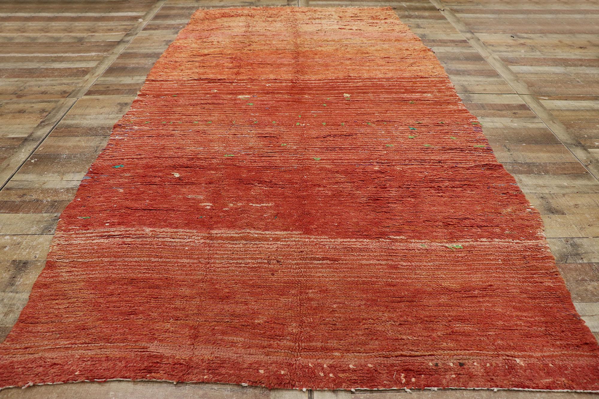 Wool Vintage Berber Red Moroccan Rug with Jungalow Style For Sale