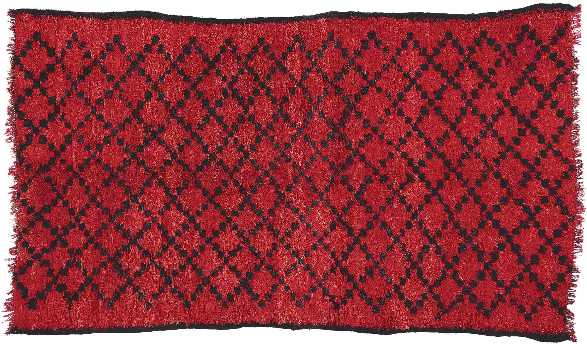 Vintage Beni MGuild Moroccan Rug, Tribal Enchantment Meets Midcentury Modern  For Sale 3