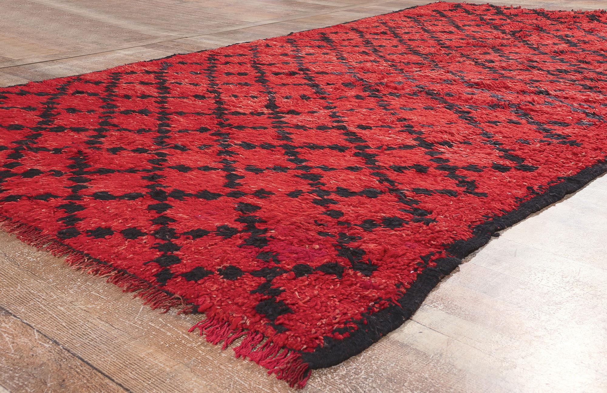 Wool Vintage Beni MGuild Moroccan Rug, Tribal Enchantment Meets Midcentury Modern  For Sale