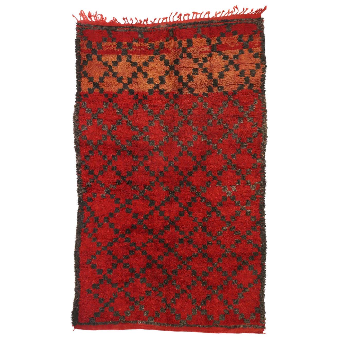 Vintage Berber Red Moroccan Rug with Mid-Century Modern Style For Sale ...