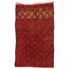 Vintage Berber Red Moroccan Rug with Mid-Century Modern Style
