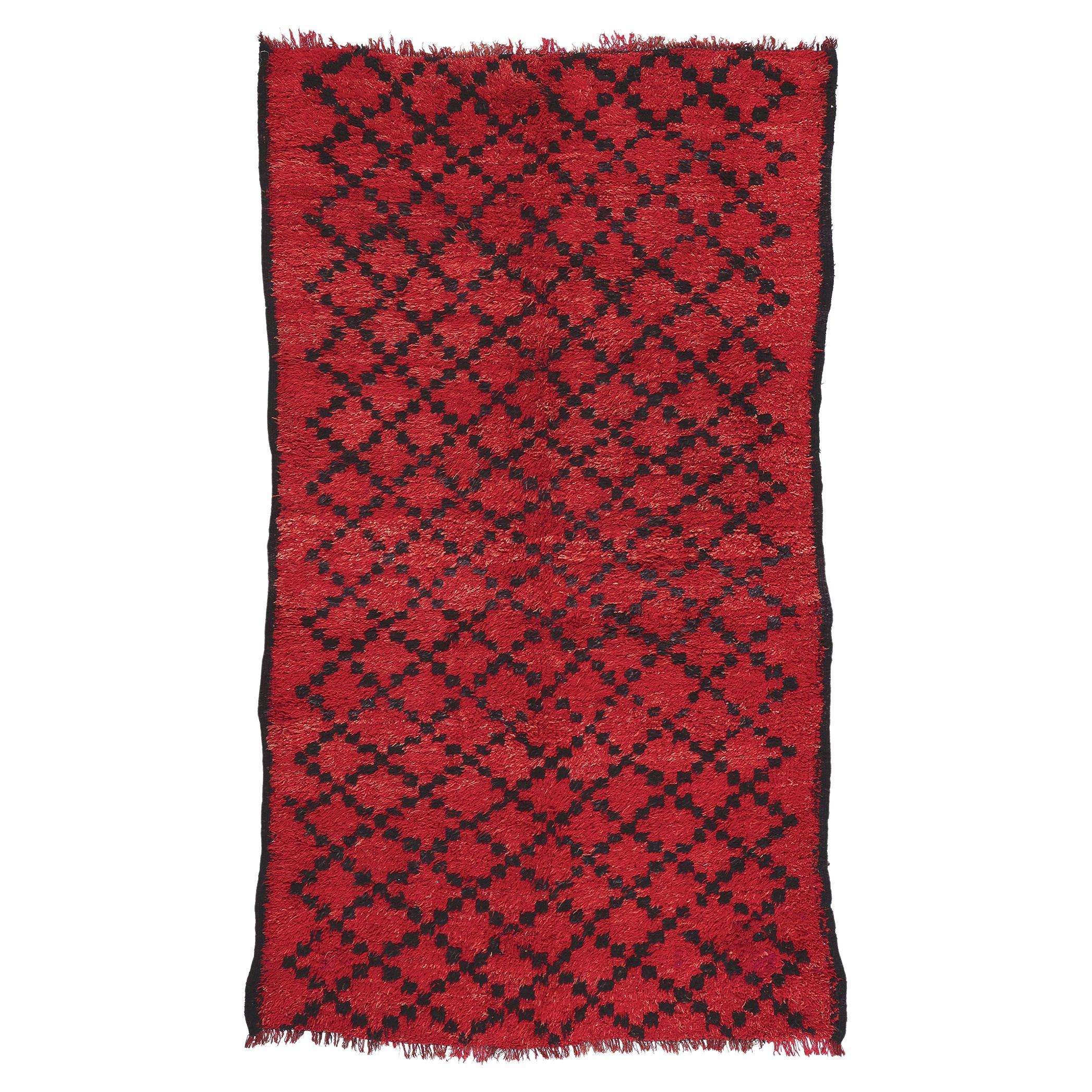 Vintage Beni MGuild Moroccan Rug, Tribal Enchantment Meets Midcentury Modern  For Sale