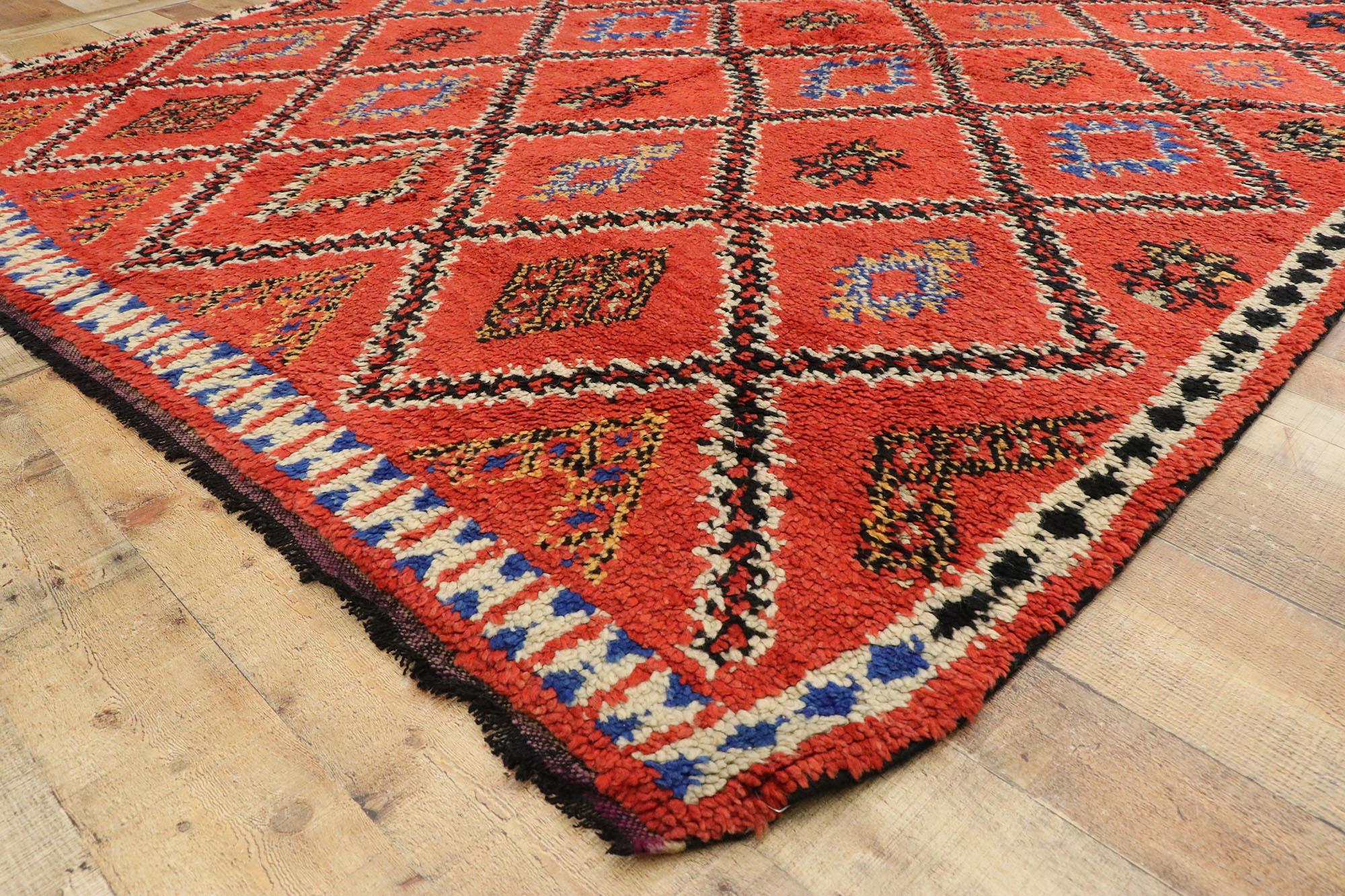 Hand-Knotted Vintage Berber Red Moroccan Rug with Modern Northwestern Tribal Style