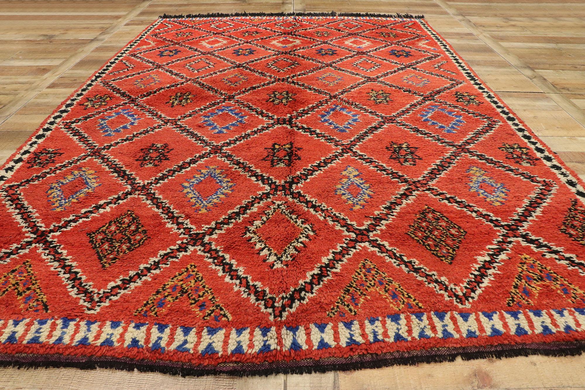 Vintage Berber Red Moroccan Rug with Modern Northwestern Tribal Style In Good Condition In Dallas, TX