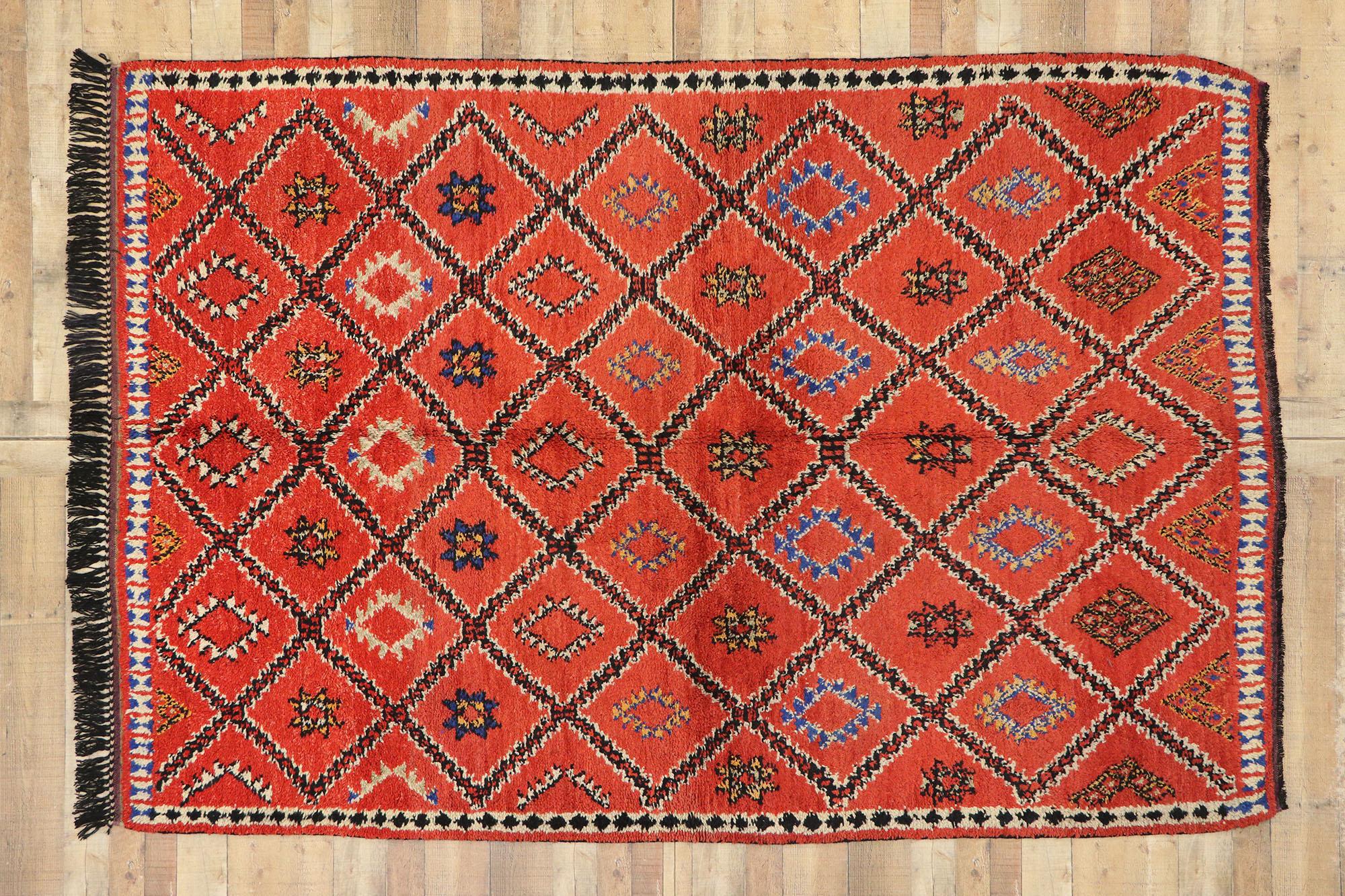 20th Century Vintage Berber Red Moroccan Rug with Modern Northwestern Tribal Style