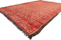 Vintage Red Beni MGuild Moroccan Rug, Midcentury Meets Global Bohemian
