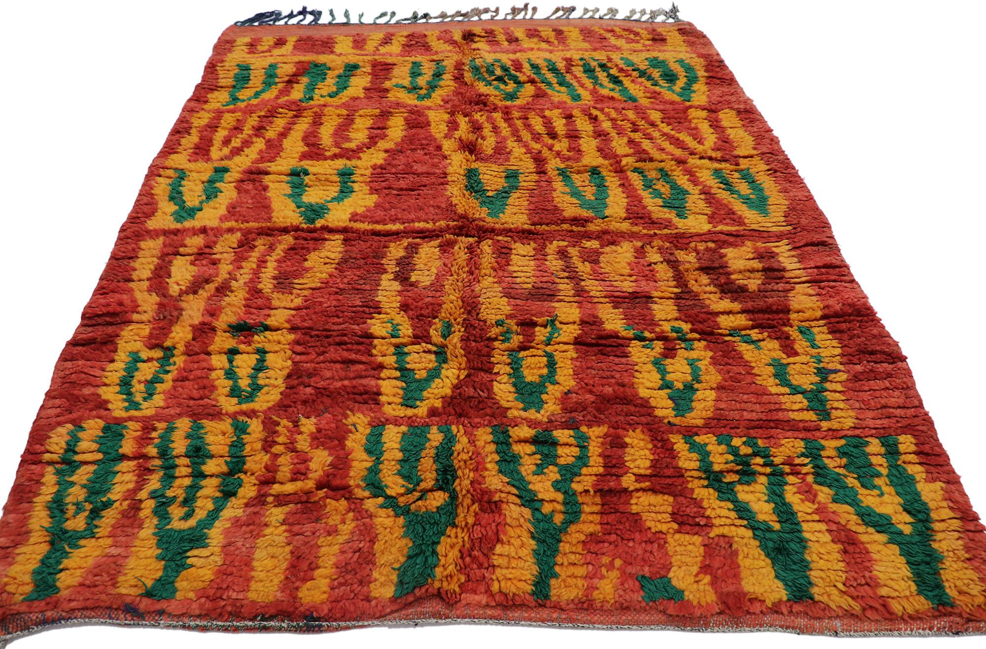 Bohemian Vintage Red Boujad Moroccan Rug, Southwest Boho Chic Meets Tribal Enchantment For Sale