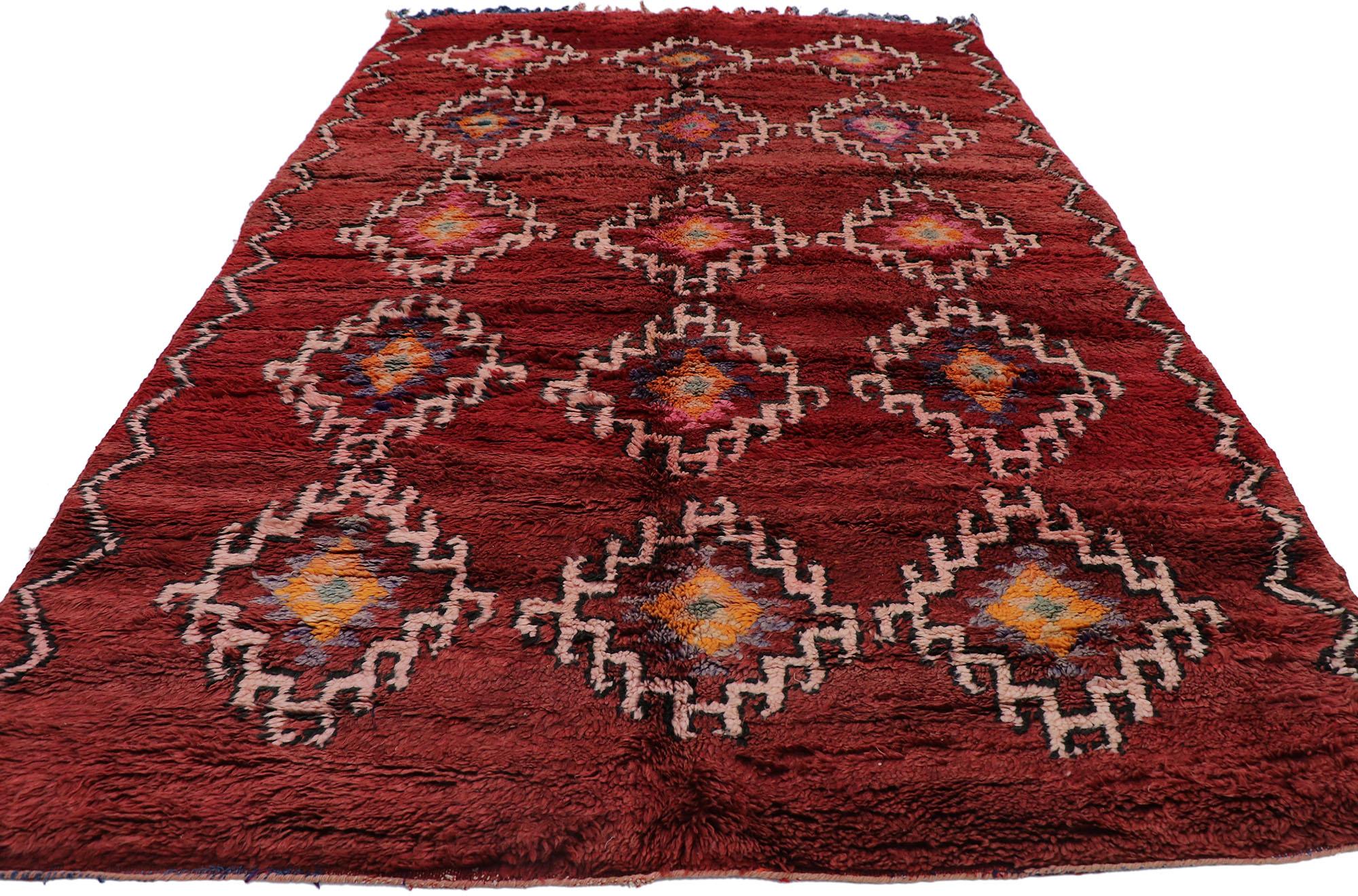 Tribal Vintage Berber Boujad Moroccan Rug For Sale