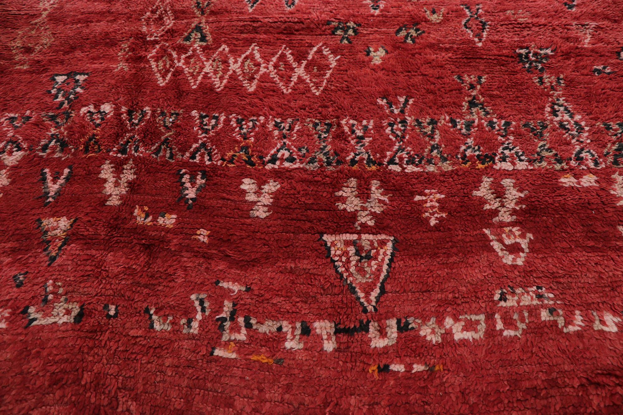 Vintage Berber Red Moroccan Rug with Tribal Style In Good Condition For Sale In Dallas, TX