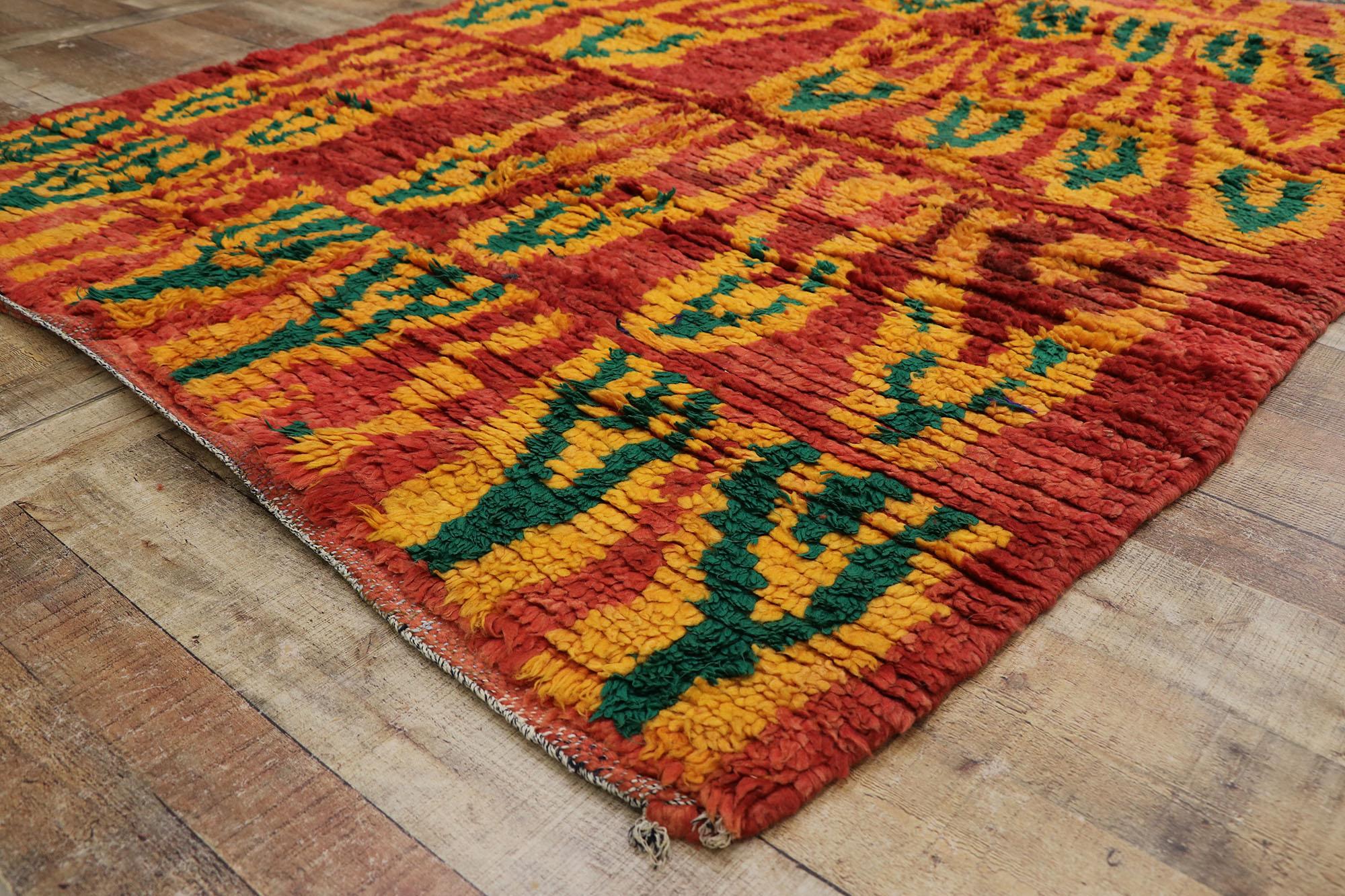 20th Century Vintage Red Boujad Moroccan Rug, Southwest Boho Chic Meets Tribal Enchantment For Sale